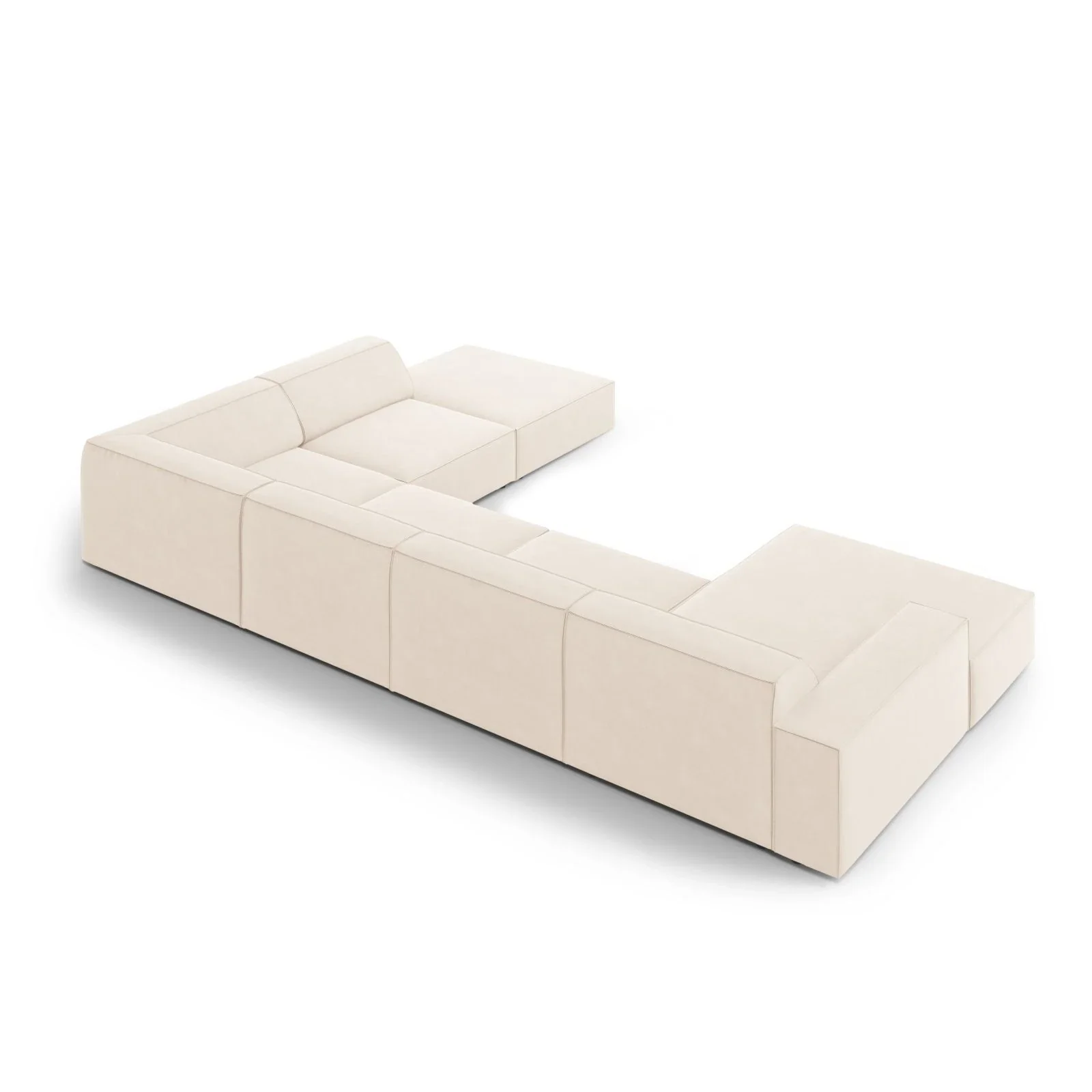 Jodie 7-Sitzer Panorama-Ecksofa, Rechte Seite, aus Samt oder Strukturstoff, 364x262 cm - Image 4
