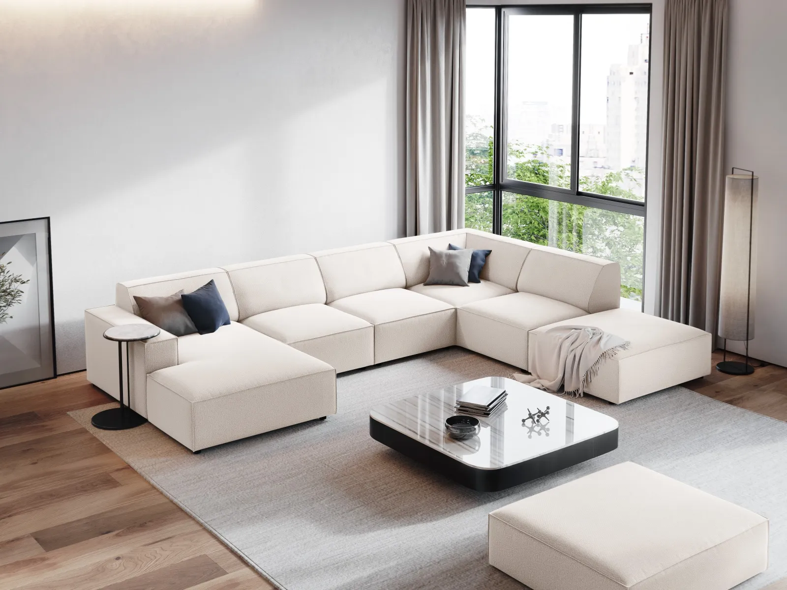 Jodie 7-Sitzer Panorama-Ecksofa, Rechte Seite, aus Samt oder Strukturstoff, 364x262 cm - Image 49
