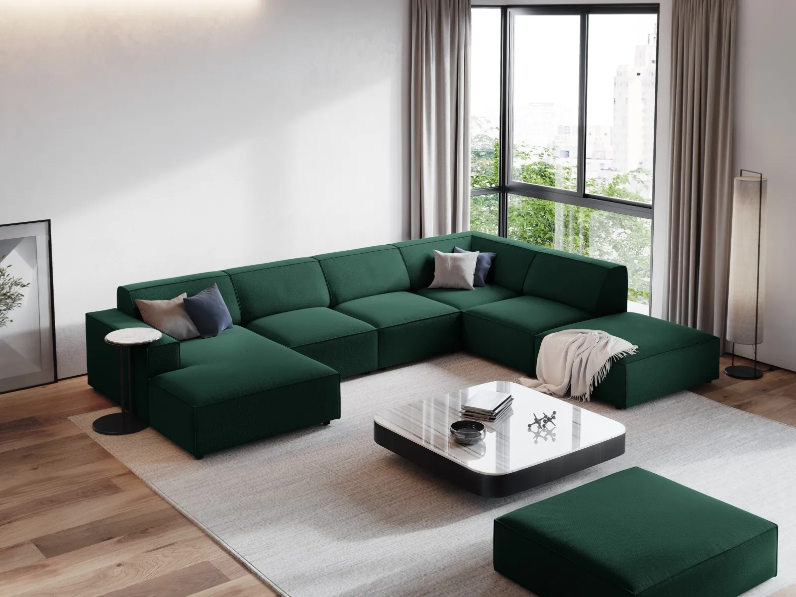 Jodie 7-Sitzer Panorama-Ecksofa, Rechte Seite, aus Samt oder Strukturstoff, 364x262 cm - Image 54