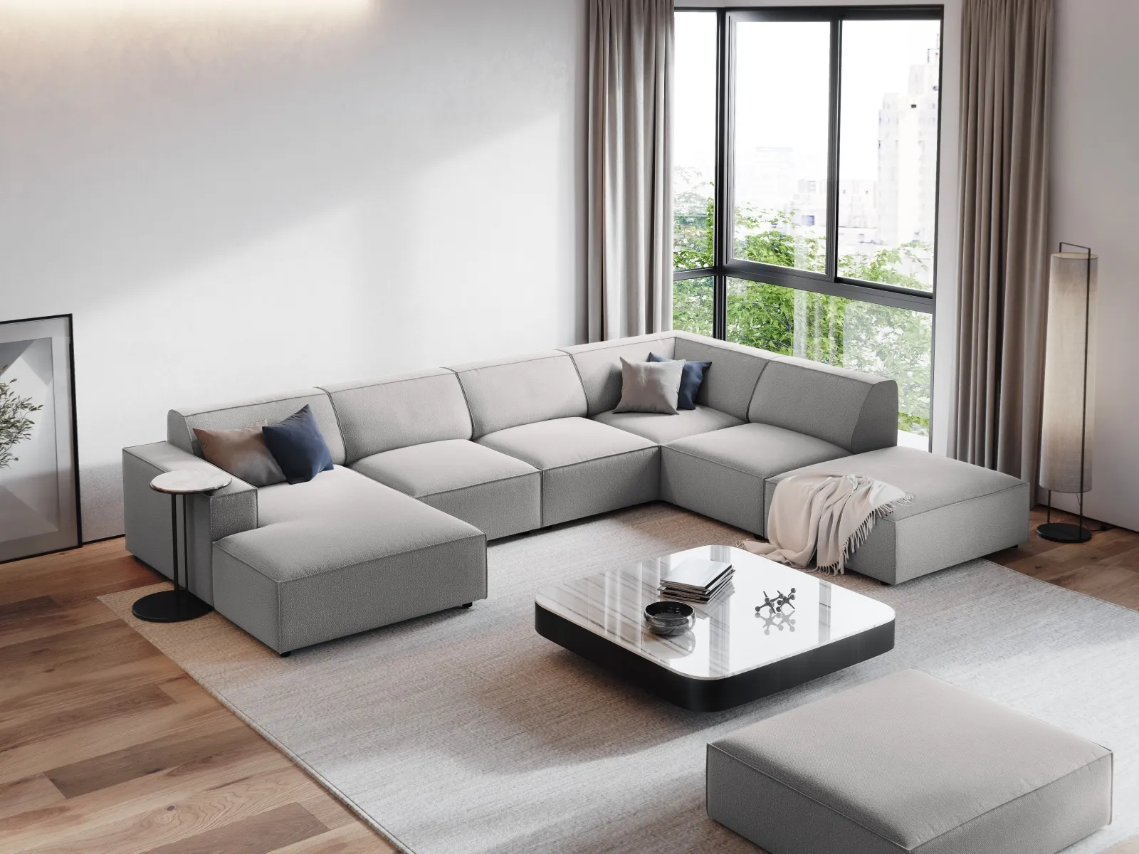 Jodie 7-Sitzer Panorama-Ecksofa, Rechte Seite, aus Samt oder Strukturstoff, 364x262 cm - Image 66