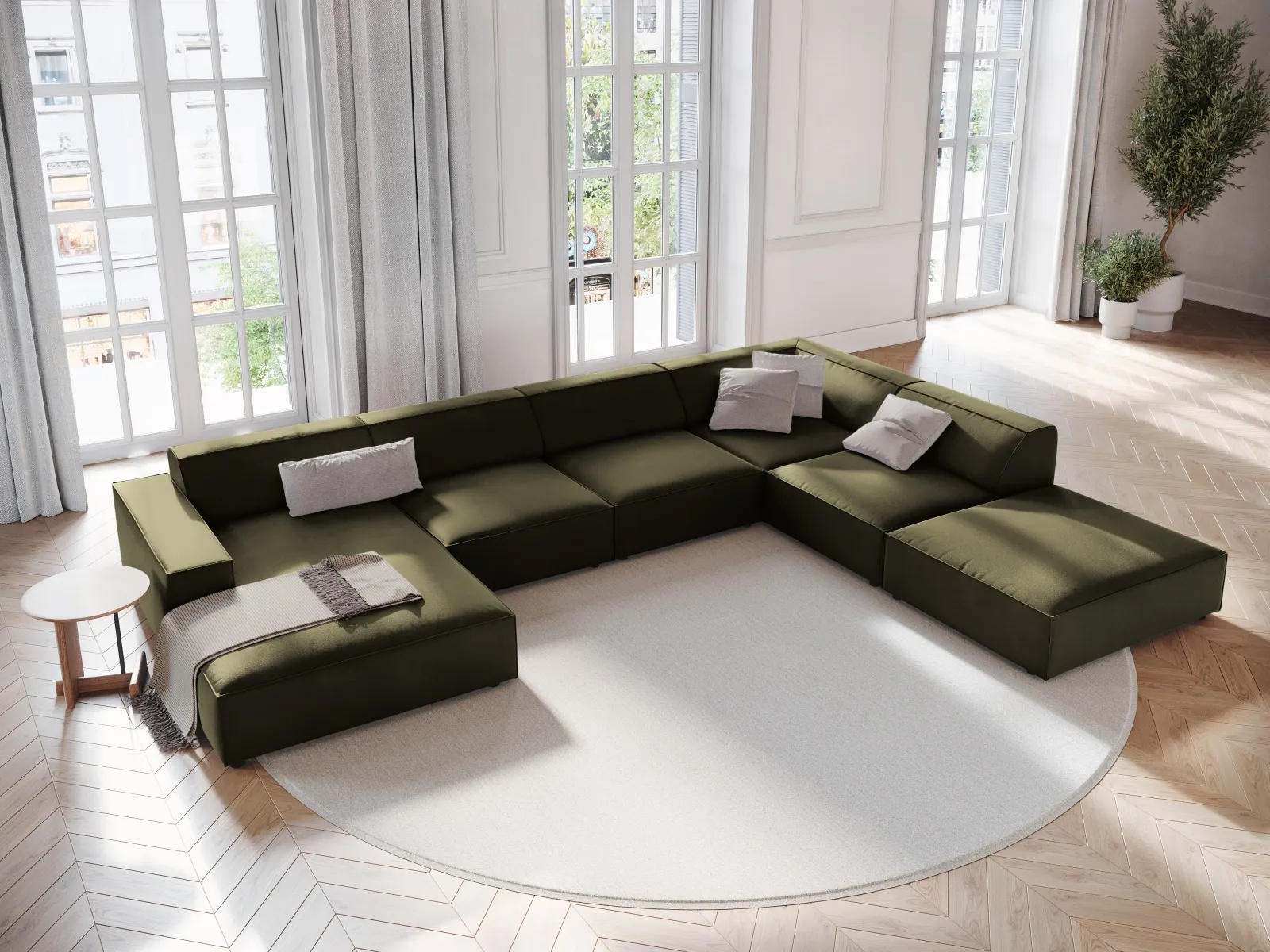 Jodie 7-Sitzer Panorama-Ecksofa, Rechte Seite, aus Samt oder Strukturstoff, 364x262 cm - Image 7