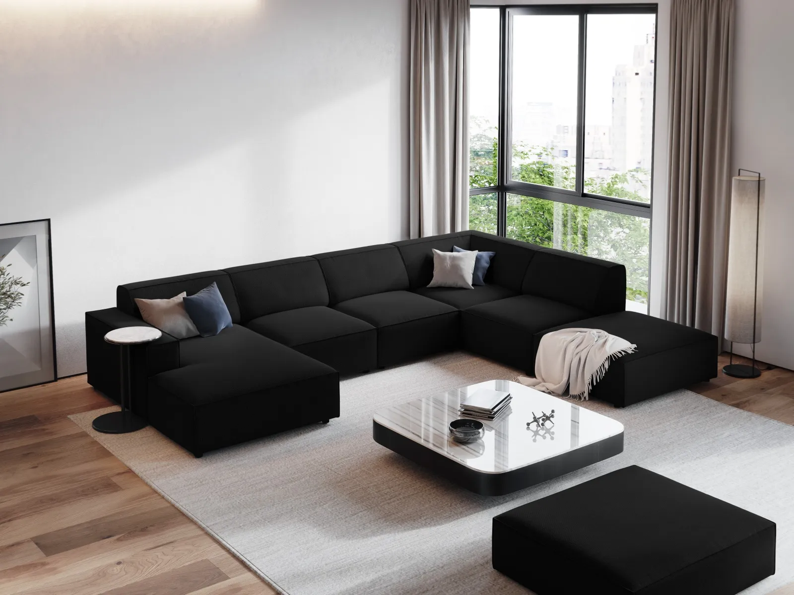 Jodie 7-Sitzer Panorama-Ecksofa, Rechte Seite, aus Samt oder Strukturstoff, 364x262 cm - Image 78