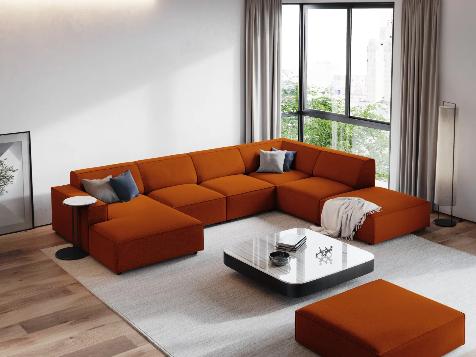 Jodie 7-Sitzer Panorama-Ecksofa, Rechte Seite, aus Samt oder Strukturstoff, 364x262 cm - Image 84