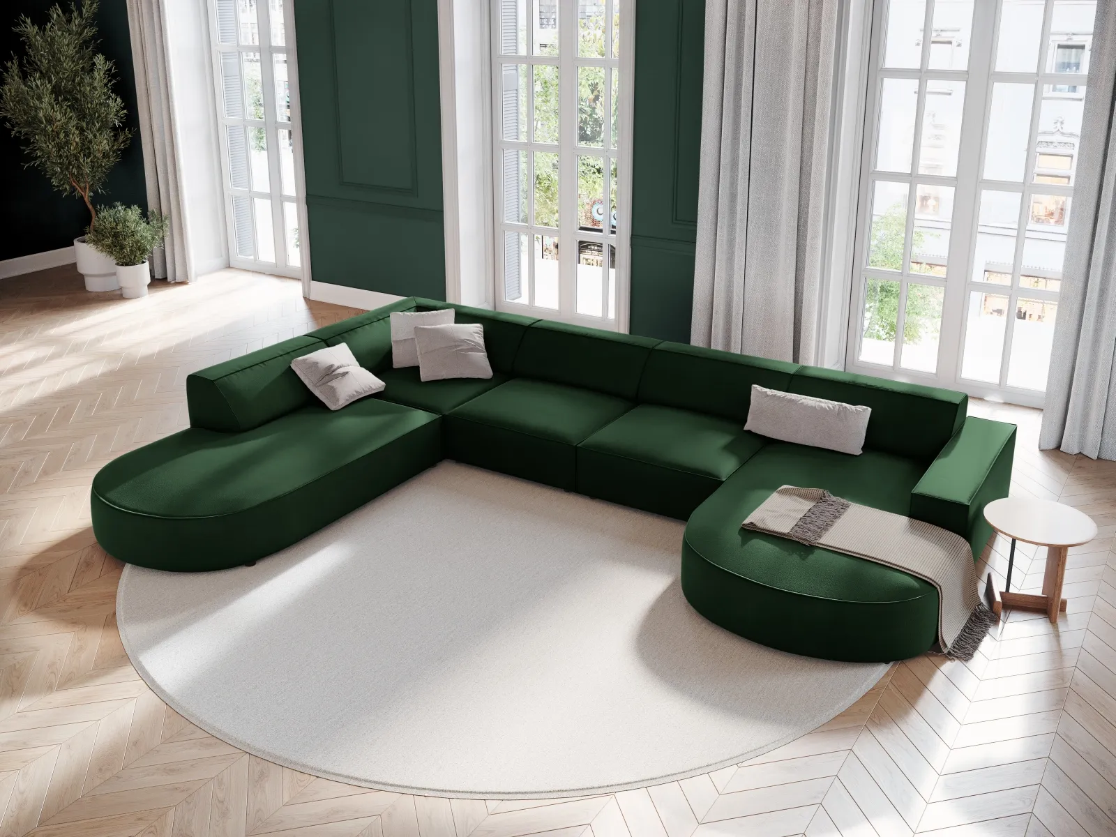 Jodie 7-Sitzer Panorama-Sofa Links aus Samt, Strukturstoff oder Bouclé, 364 cm - Image 12
