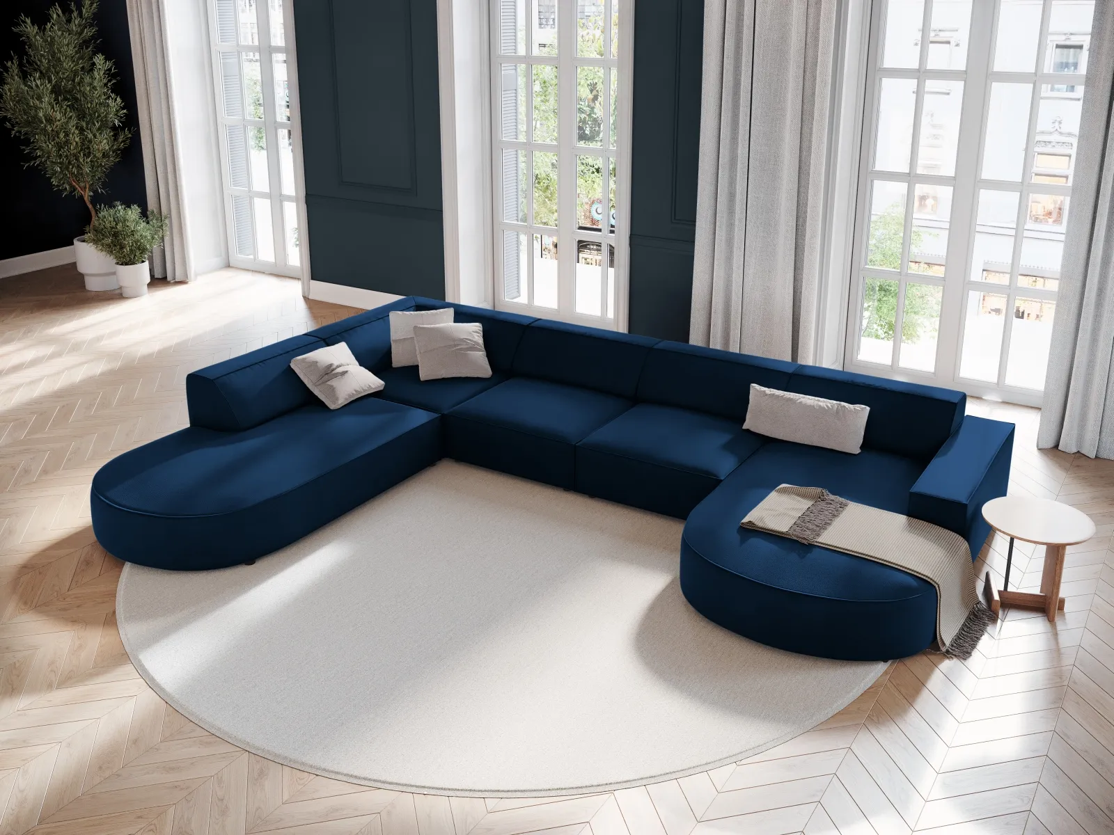 Jodie 7-Sitzer Panorama-Sofa Links aus Samt, Strukturstoff oder Bouclé, 364 cm - Image 17
