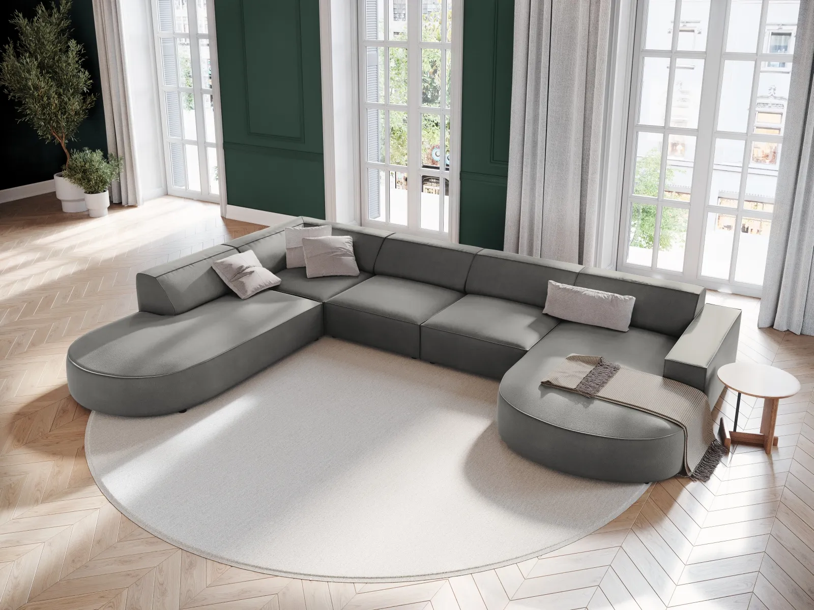 Jodie 7-Sitzer Panorama-Sofa Links aus Samt, Strukturstoff oder Bouclé, 364 cm - Image 22