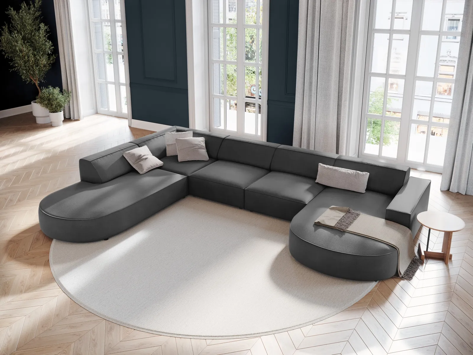 Jodie 7-Sitzer Panorama-Sofa Links aus Samt, Strukturstoff oder Bouclé, 364 cm - Image 27