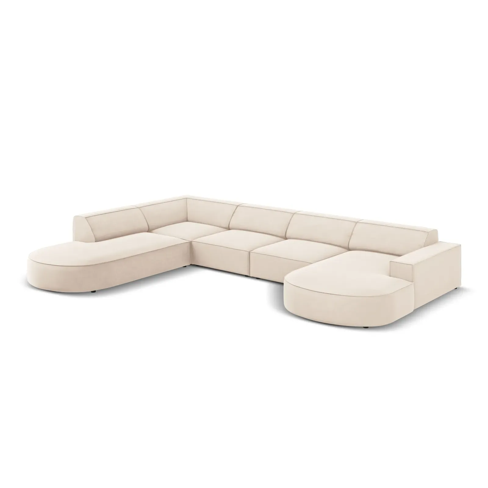 Jodie 7-Sitzer Panorama-Sofa Links aus Samt, Strukturstoff oder Bouclé, 364 cm - Image 3