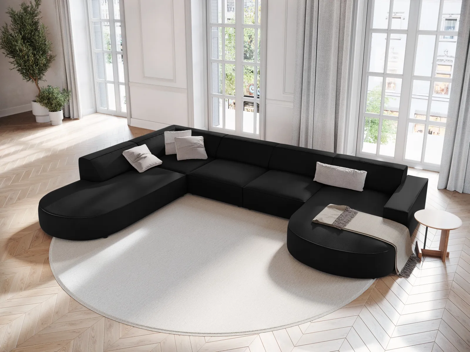 Jodie 7-Sitzer Panorama-Sofa Links aus Samt, Strukturstoff oder Bouclé, 364 cm - Image 32