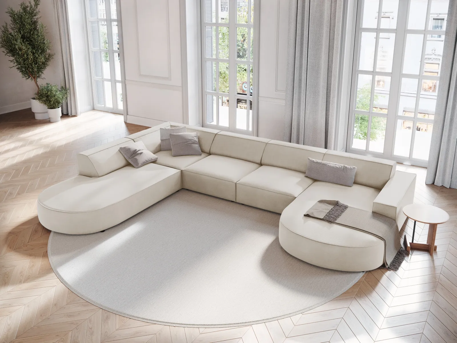 Jodie 7-Sitzer Panorama-Sofa Links aus Samt, Strukturstoff oder Bouclé, 364 cm - Image 37