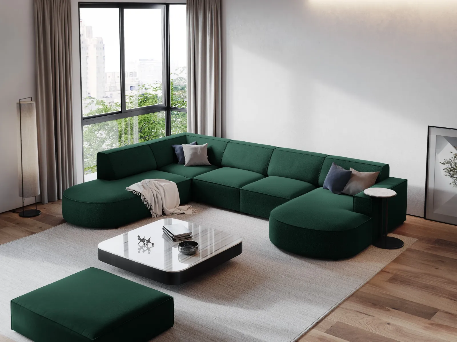 Jodie 7-Sitzer Panorama-Sofa Links aus Samt, Strukturstoff oder Bouclé, 364 cm - Image 53