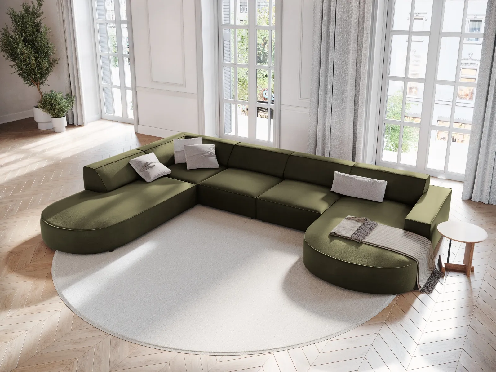Jodie 7-Sitzer Panorama-Sofa Links aus Samt, Strukturstoff oder Bouclé, 364 cm - Image 7