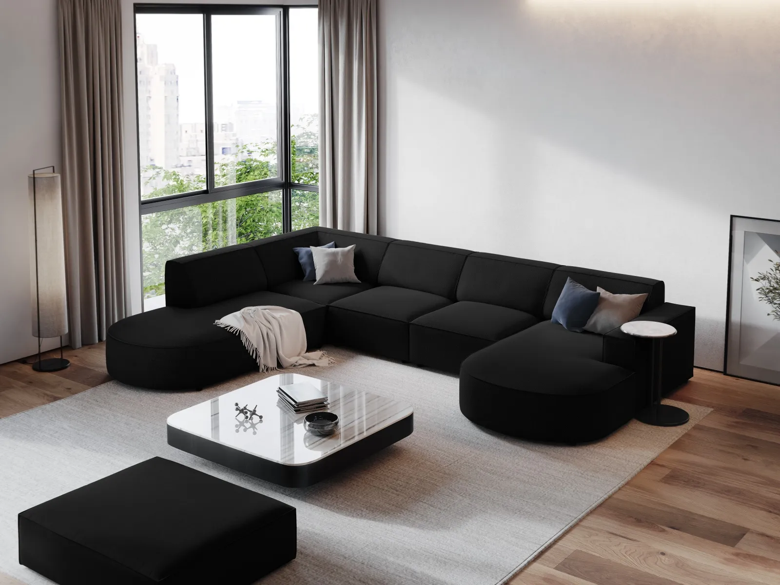 Jodie 7-Sitzer Panorama-Sofa Links aus Samt, Strukturstoff oder Bouclé, 364 cm - Image 73