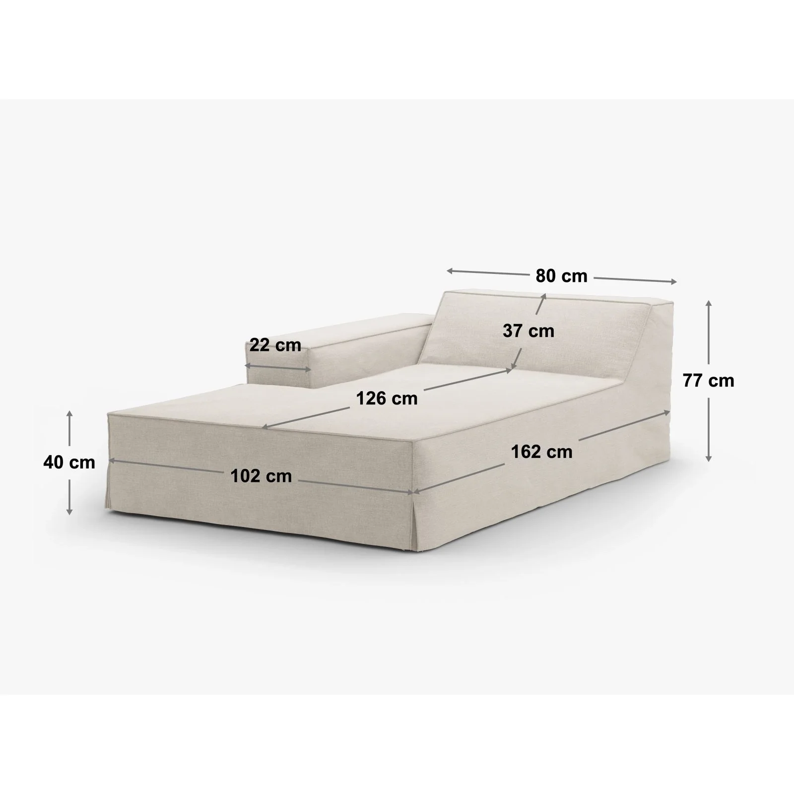 Jodie Einzelmodul Sofa mit abnehmbarem Bezug, Rechte Seite, aus Strukturstoff, 166x102 cm - Image 37