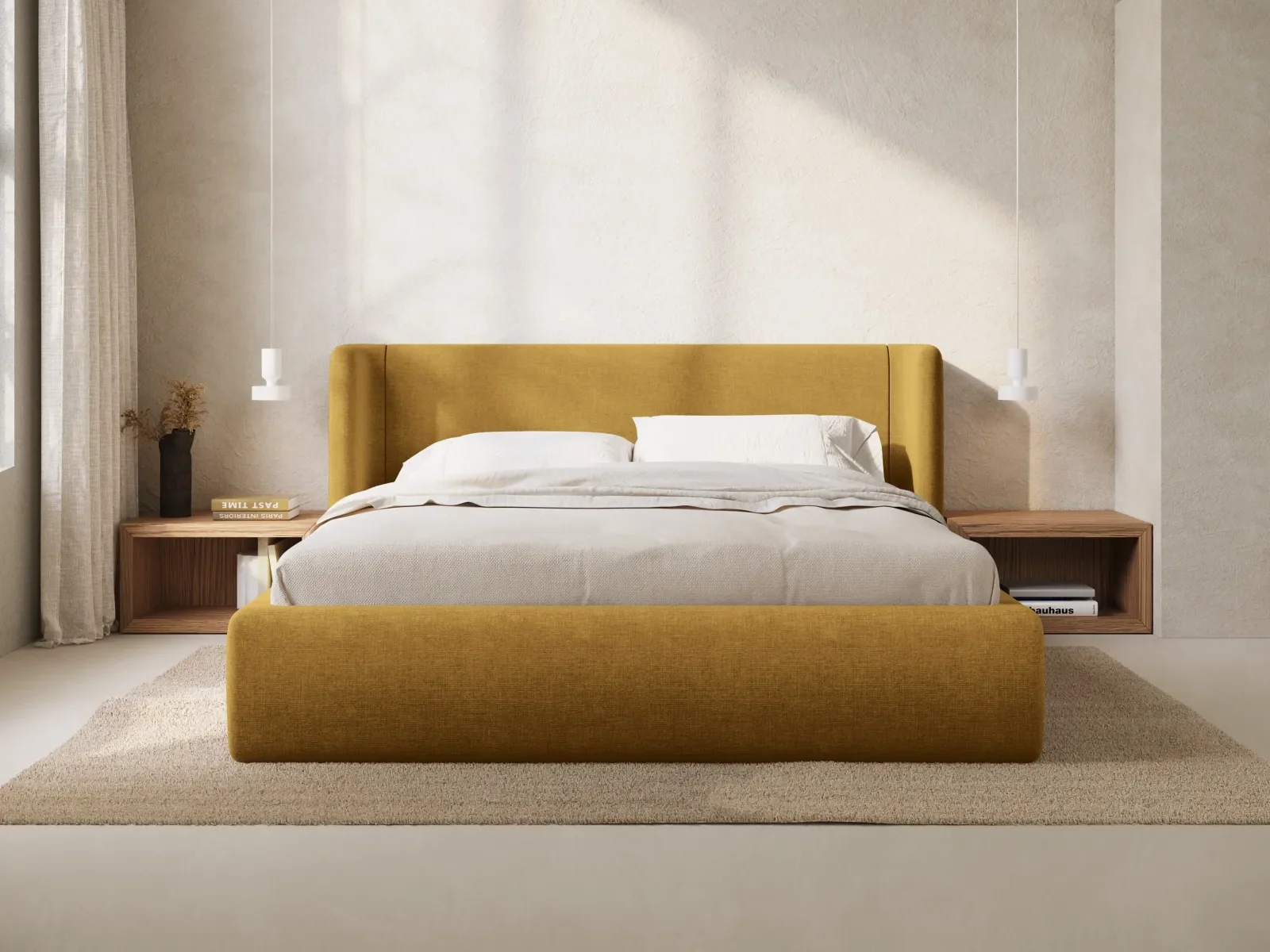 Jolene Bett mit Kopfteil und Stauraum, aus Samt oder Strukturstoff, 140x200 cm - Image 18