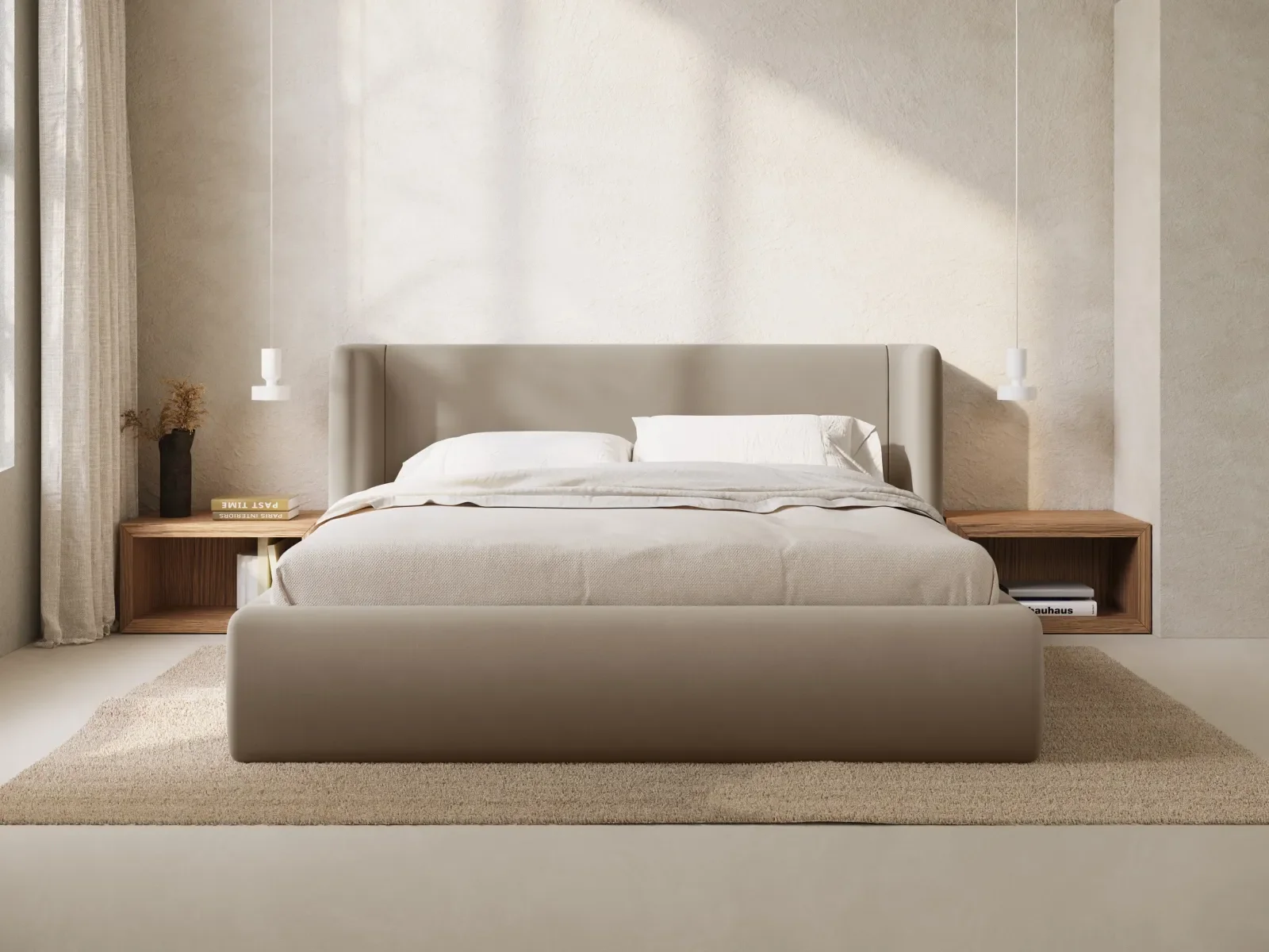 Jolene Bett mit Kopfteil und Stauraum, aus Samt oder Strukturstoff, 140x200 cm - Image 50