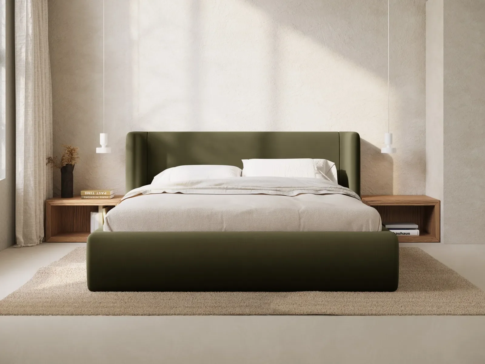 Jolene Bett mit Kopfteil und Stauraum, aus Samt oder Strukturstoff, 140x200 cm - Image 58