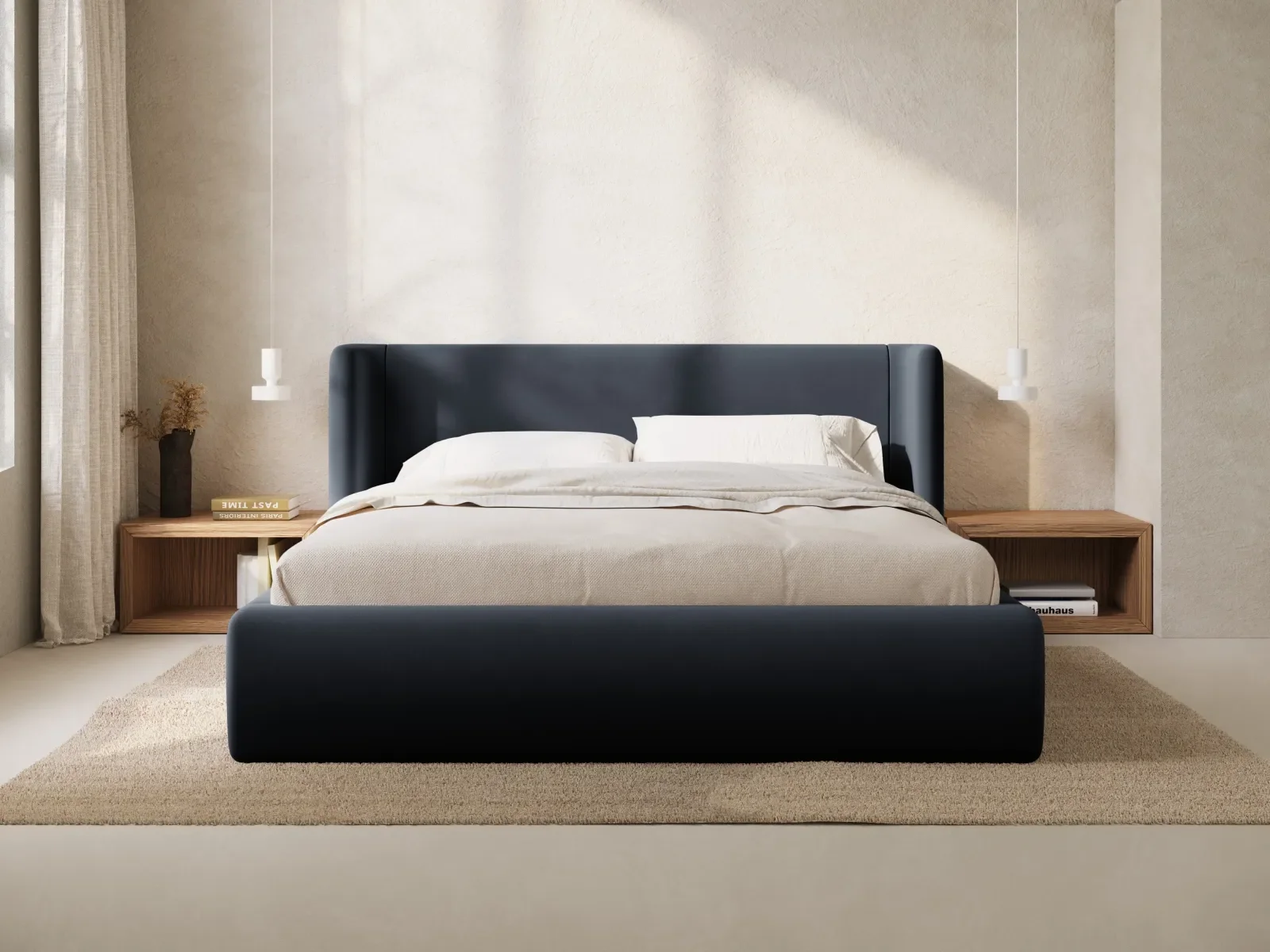 Jolene Bett mit Kopfteil und Stauraum, aus Samt oder Strukturstoff, 140x200 cm - Image 66