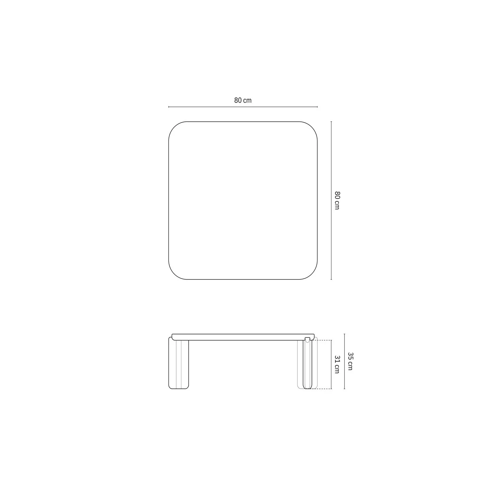 Jonc Couchtisch glänzend, 80x80x35 cm - Image 4