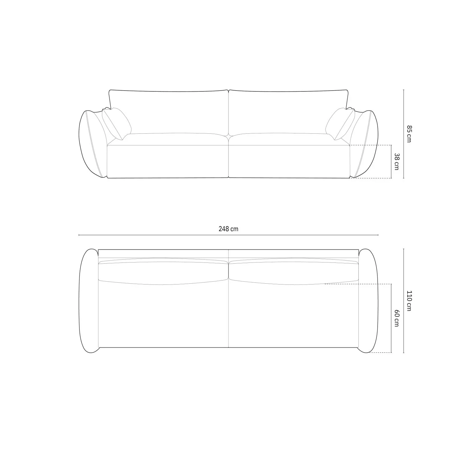 Kaelle 4-Sitzer Sofa mit Bezug aus Samt oder Chenille, 248x110 cm - Image 77