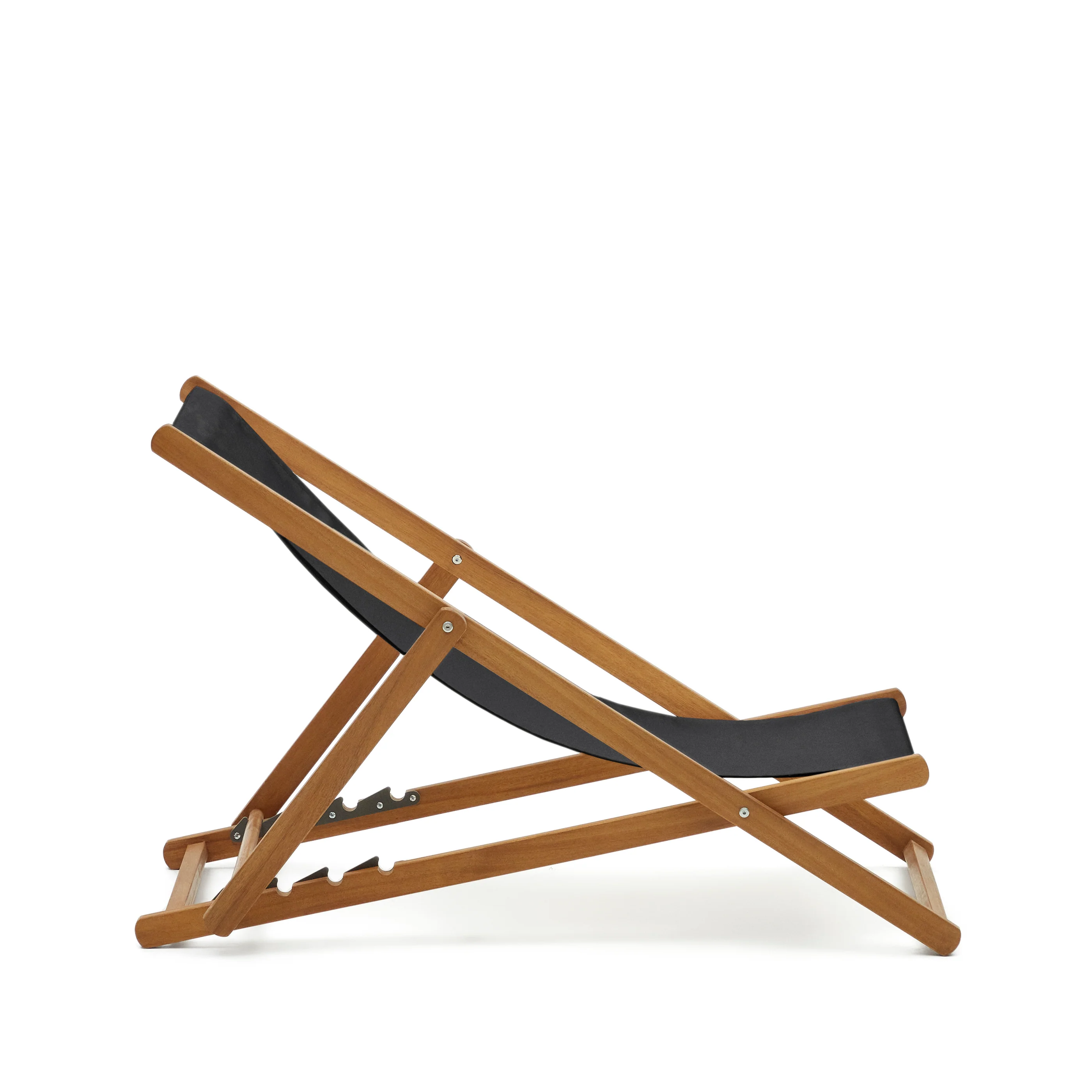 Adredna klappbarer Outdoor Liegestuhl schwarz und massives Akazienholz FSC 100% - Image 10
