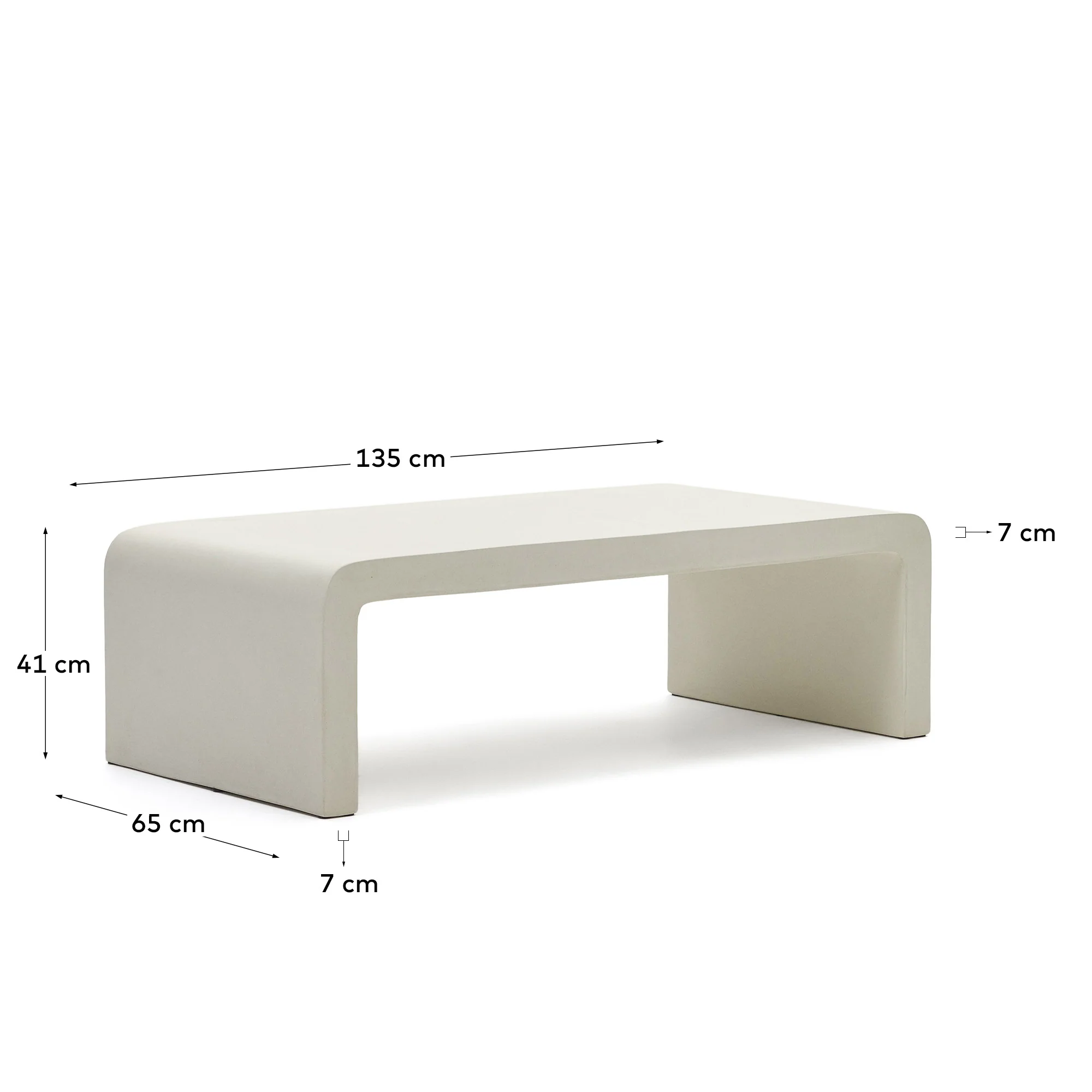 Aiguablava Couchtisch aus Zement in Weiß 135 x 65 cm - Image 3