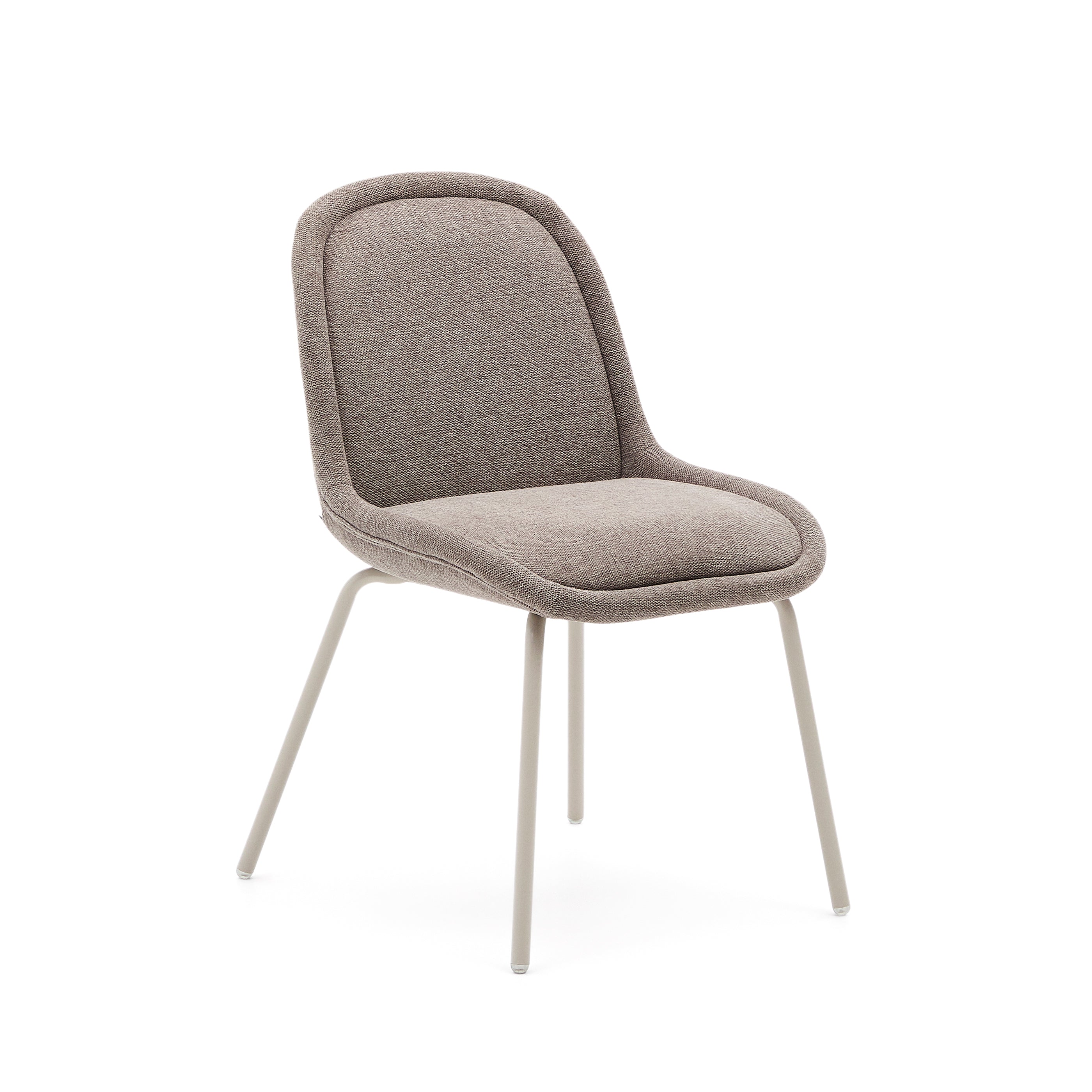 Aimin Stuhl aus hellbrauner Chenille und Stahlbeinen mit mattbeigem Finish FSC Mix Credit - Image 2