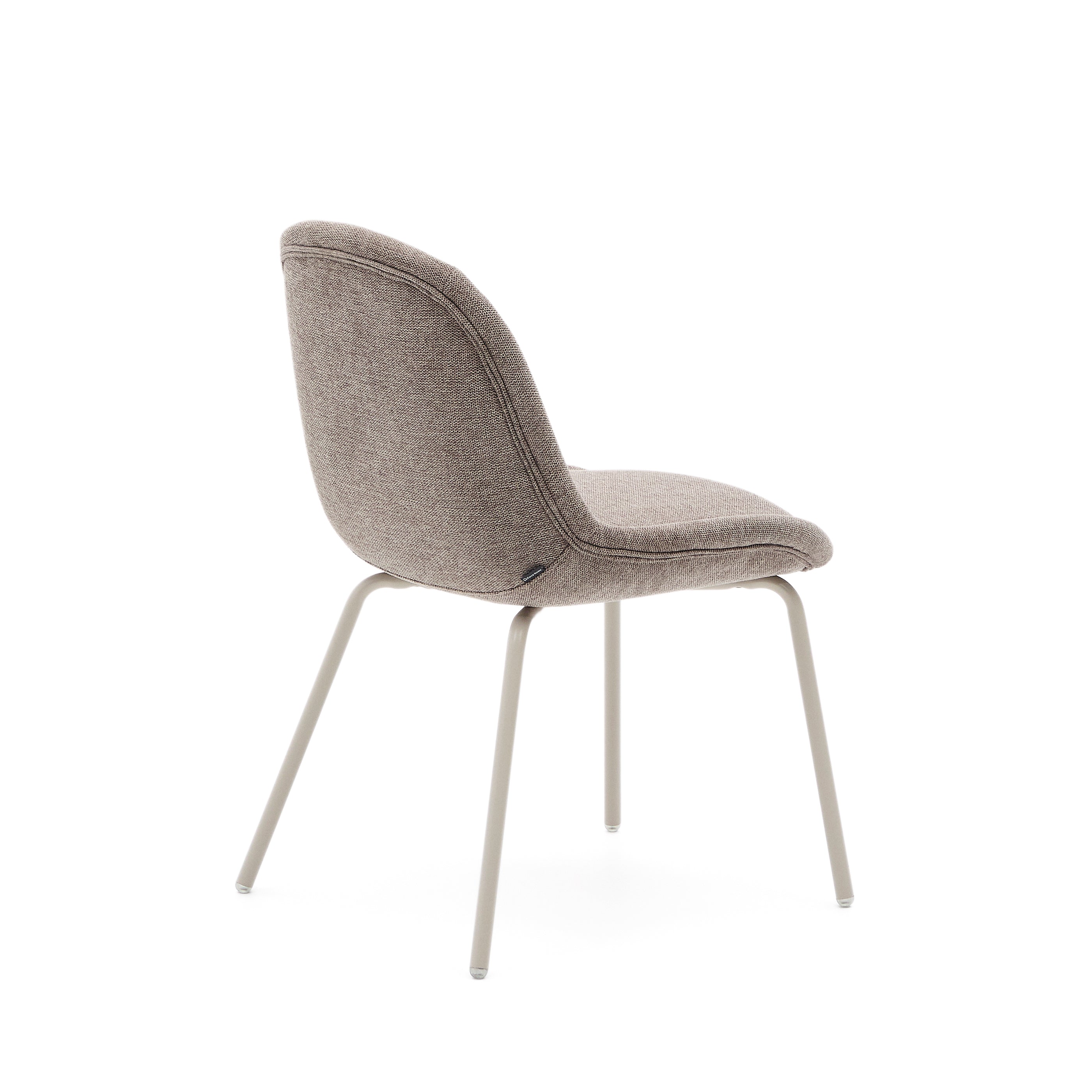 Aimin Stuhl aus hellbrauner Chenille und Stahlbeinen mit mattbeigem Finish FSC Mix Credit - Image 5