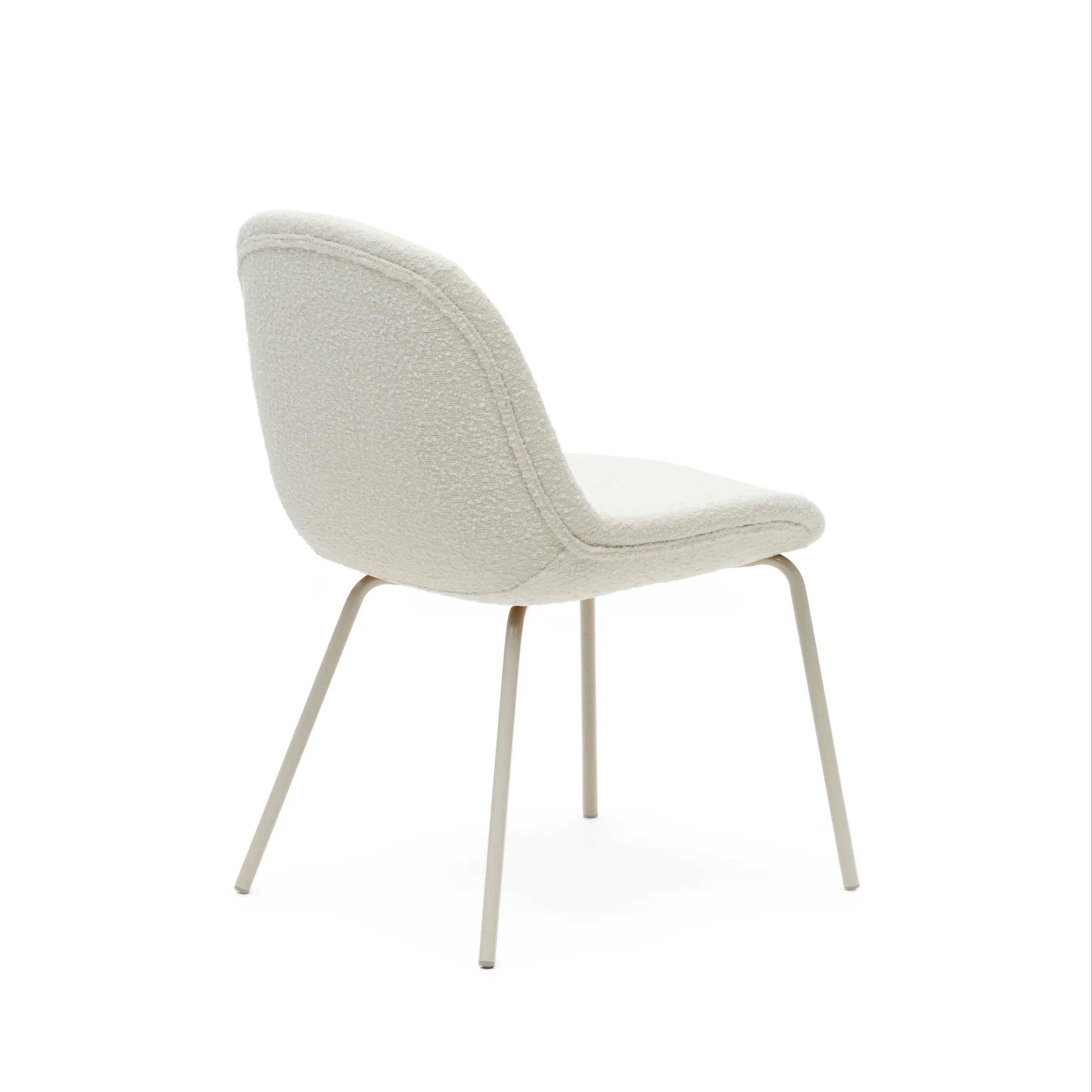Aimin Stuhl aus weißem Bouclé und Stahlbeinen mit mattbeigem Finish - Image 6