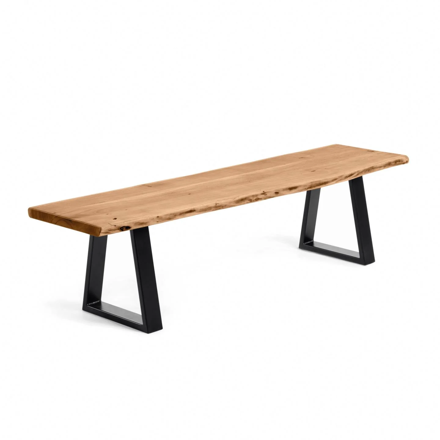 Alaia Bank aus massivem Akazienholz und Stahl schwarz lackiert 180 cm