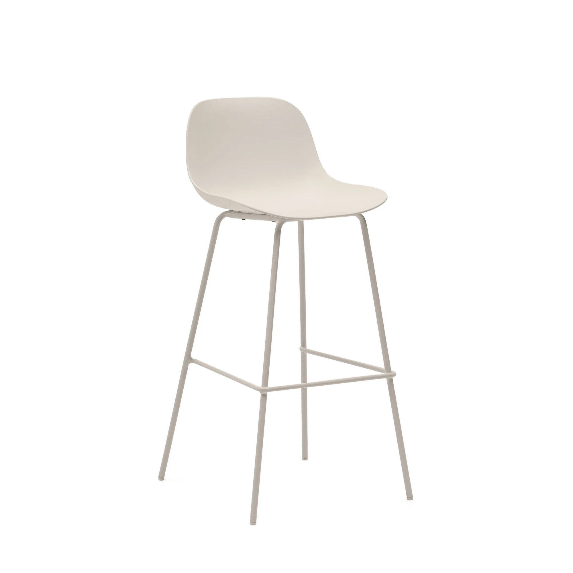 Altea beiger Hocker mit beige lackierten Stahlbeinen 75 cm