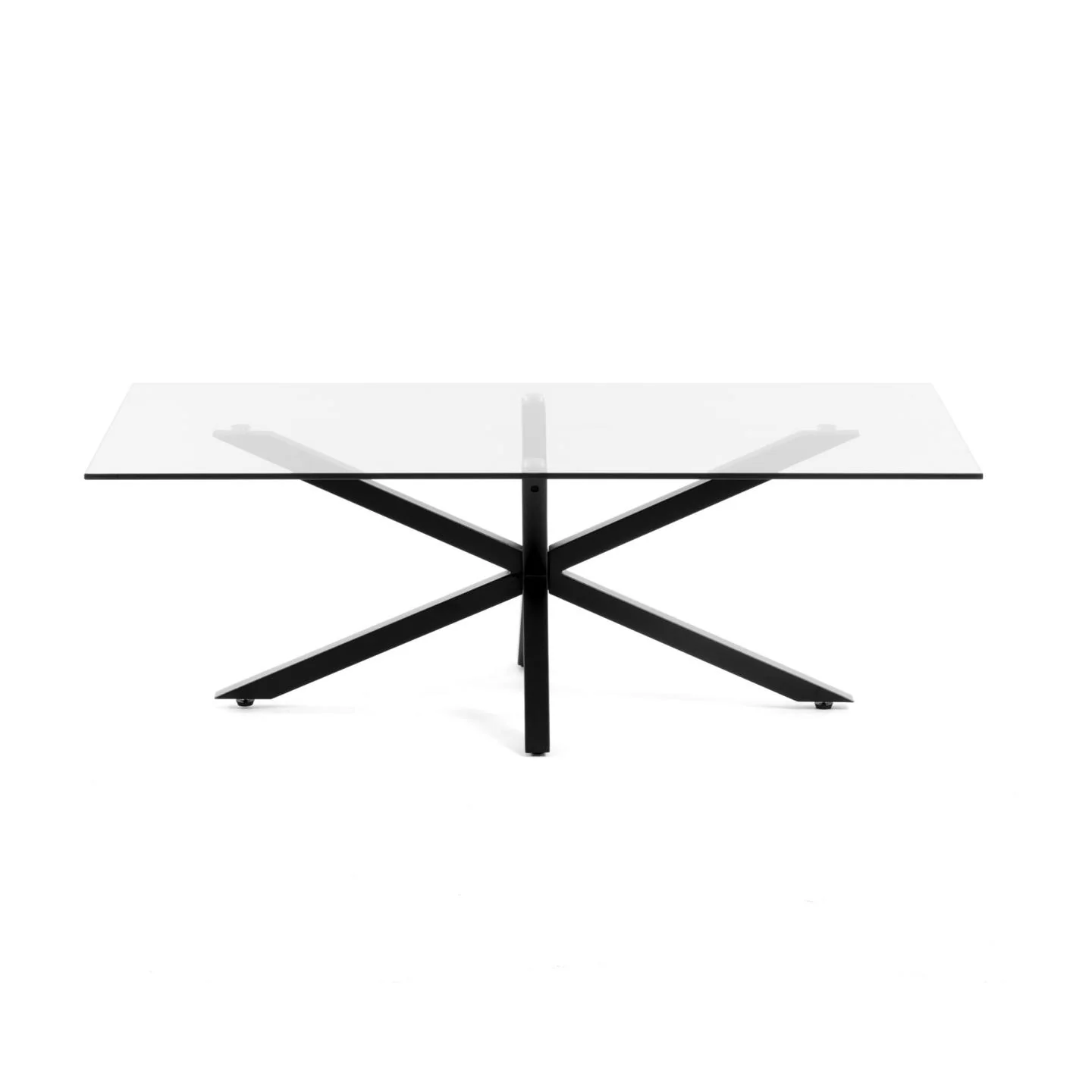 Argo Couchtisch 130 x 70 cm aus Glas und Stahlbeine mit schwarzem Finish - Image 6