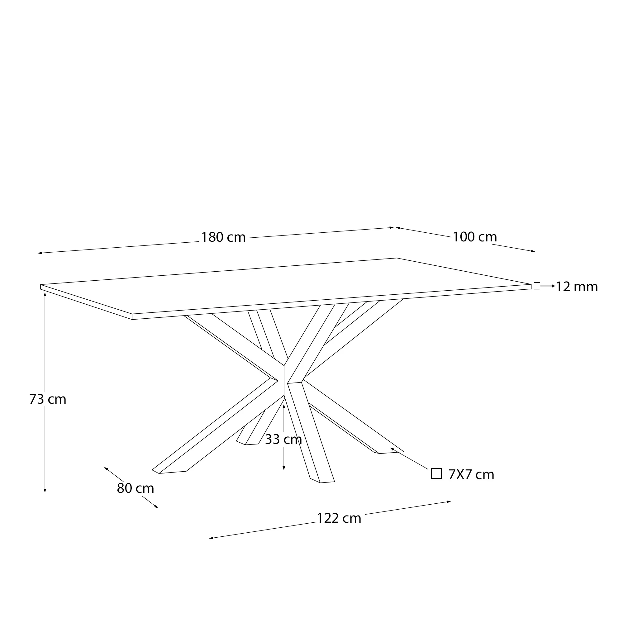 Argo Tisch 180 cm, Porzellan, schwarze Beine - Image 2