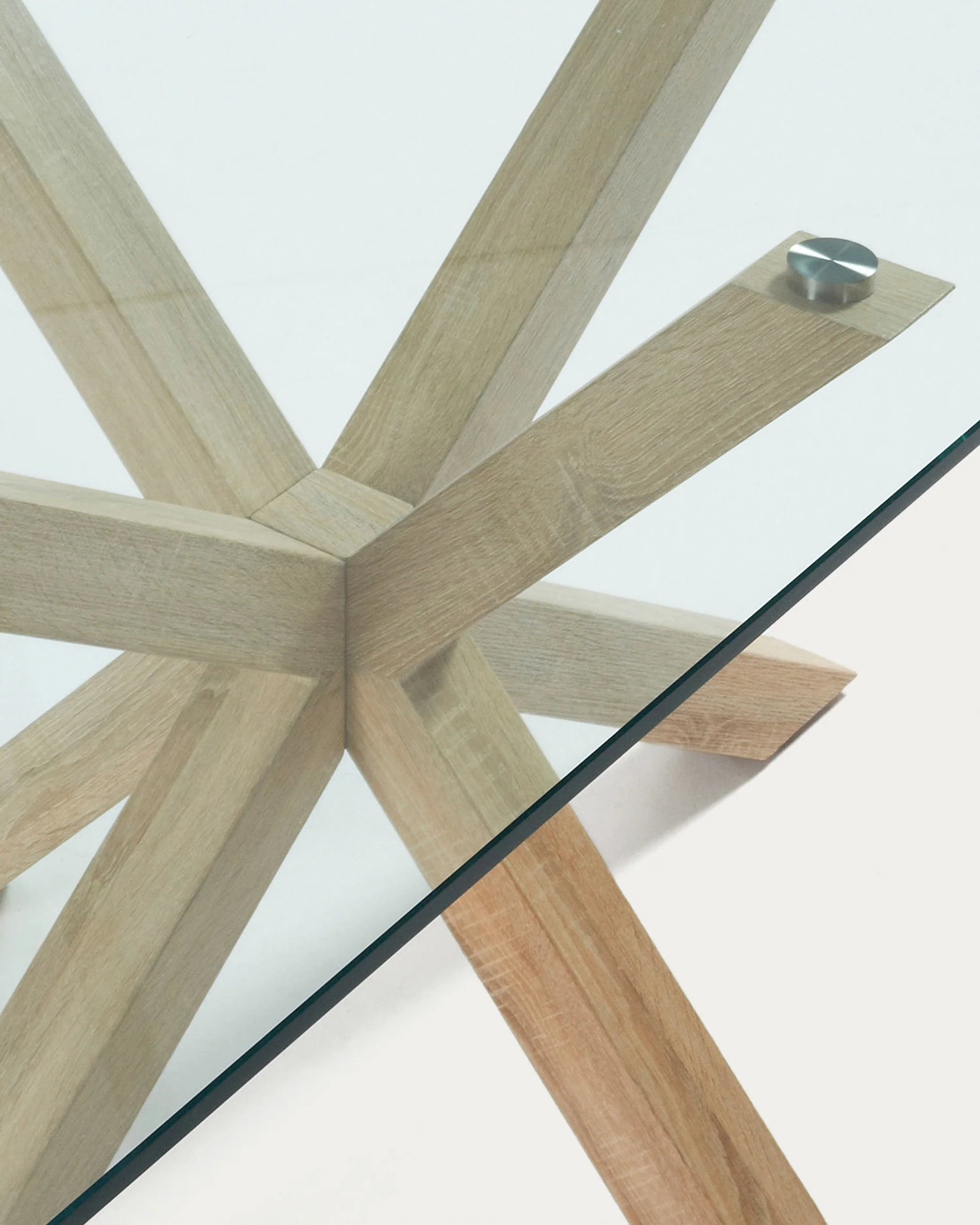Argo Tisch aus Glas und Stahlbeine in Holzoptik 160 x 90 cm - Image 5