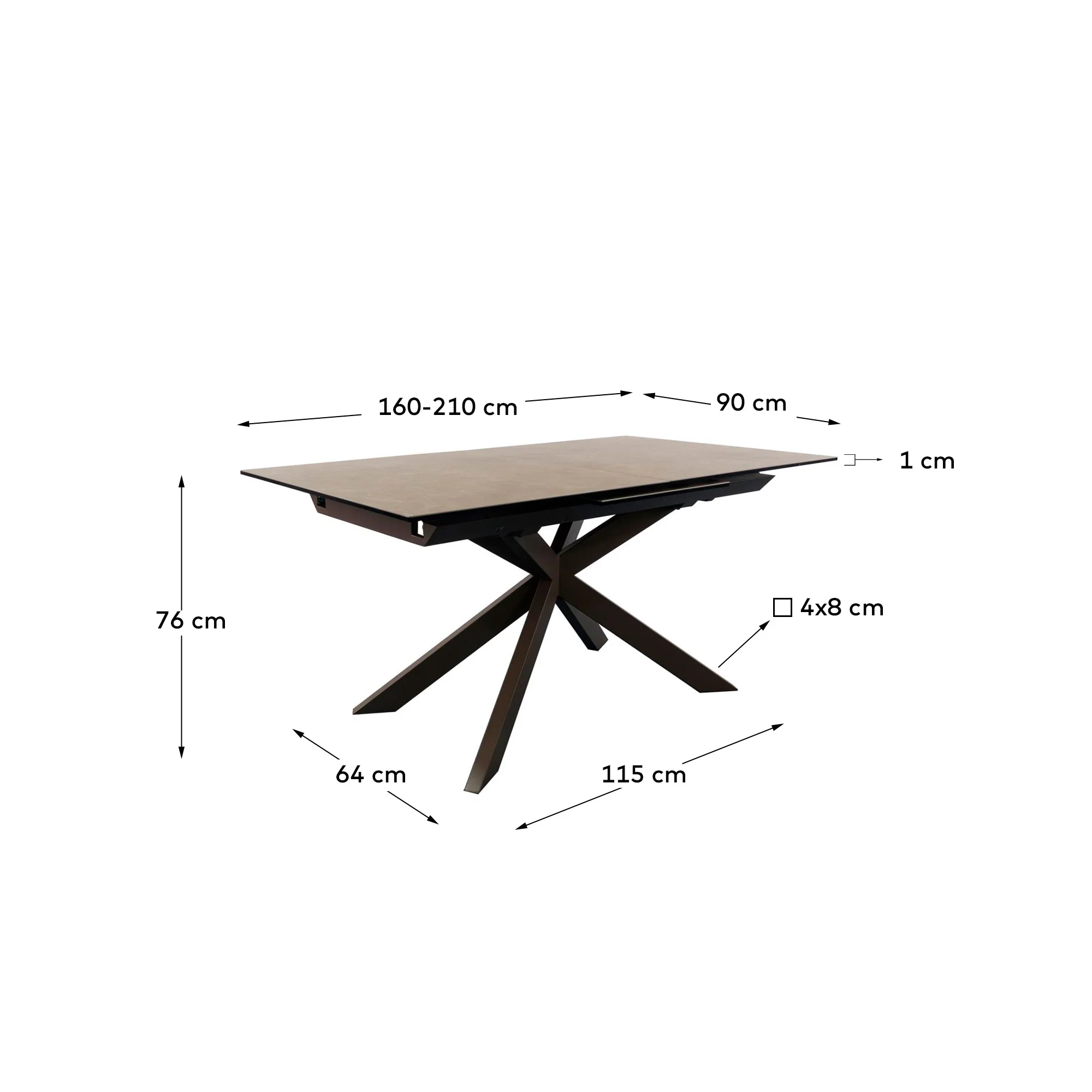 Atminda Ausziehtisch Braun 160 (210) x 90 cm Feinsteinzeugplatte - Image 3