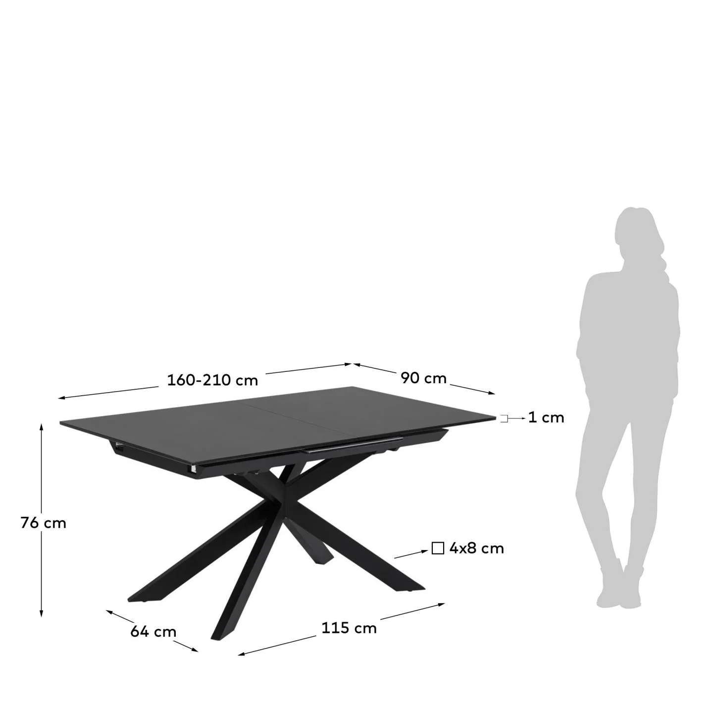 Atminda Ausziehtisch Schwarz 160 (210) x 90 cm - Image 3