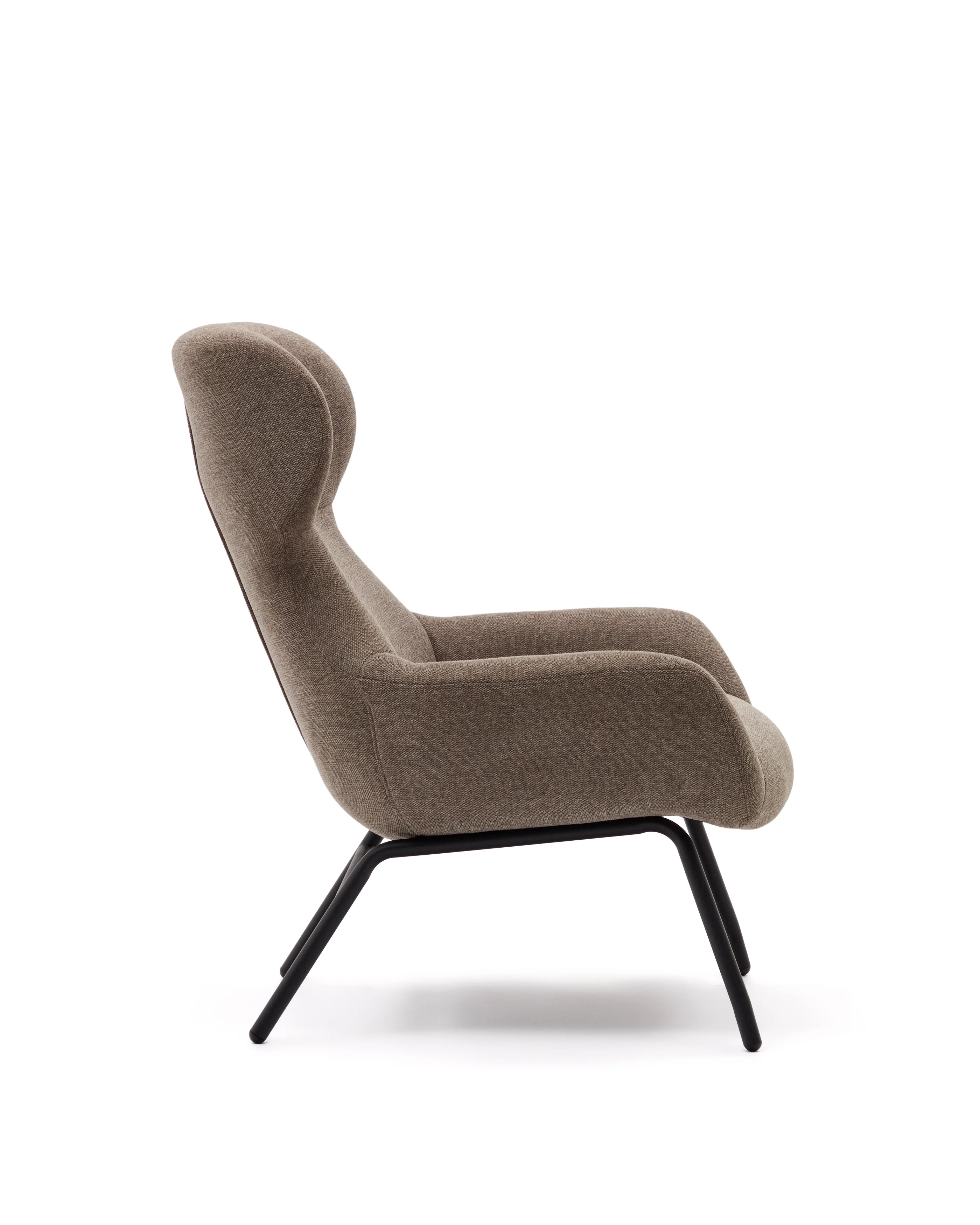 Belina Sessel mit Chenille in Hellbraun und Stahl mit schwarzem Finish FSC 100% - Image 4