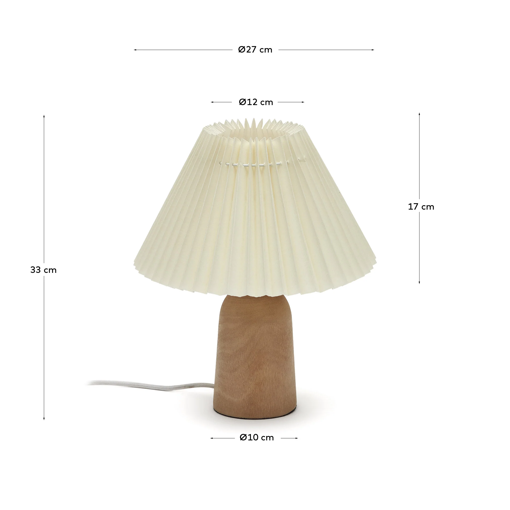 Benicarlo Tischlampe aus Holz mit Finish in Natur und Beige UK - Image 3