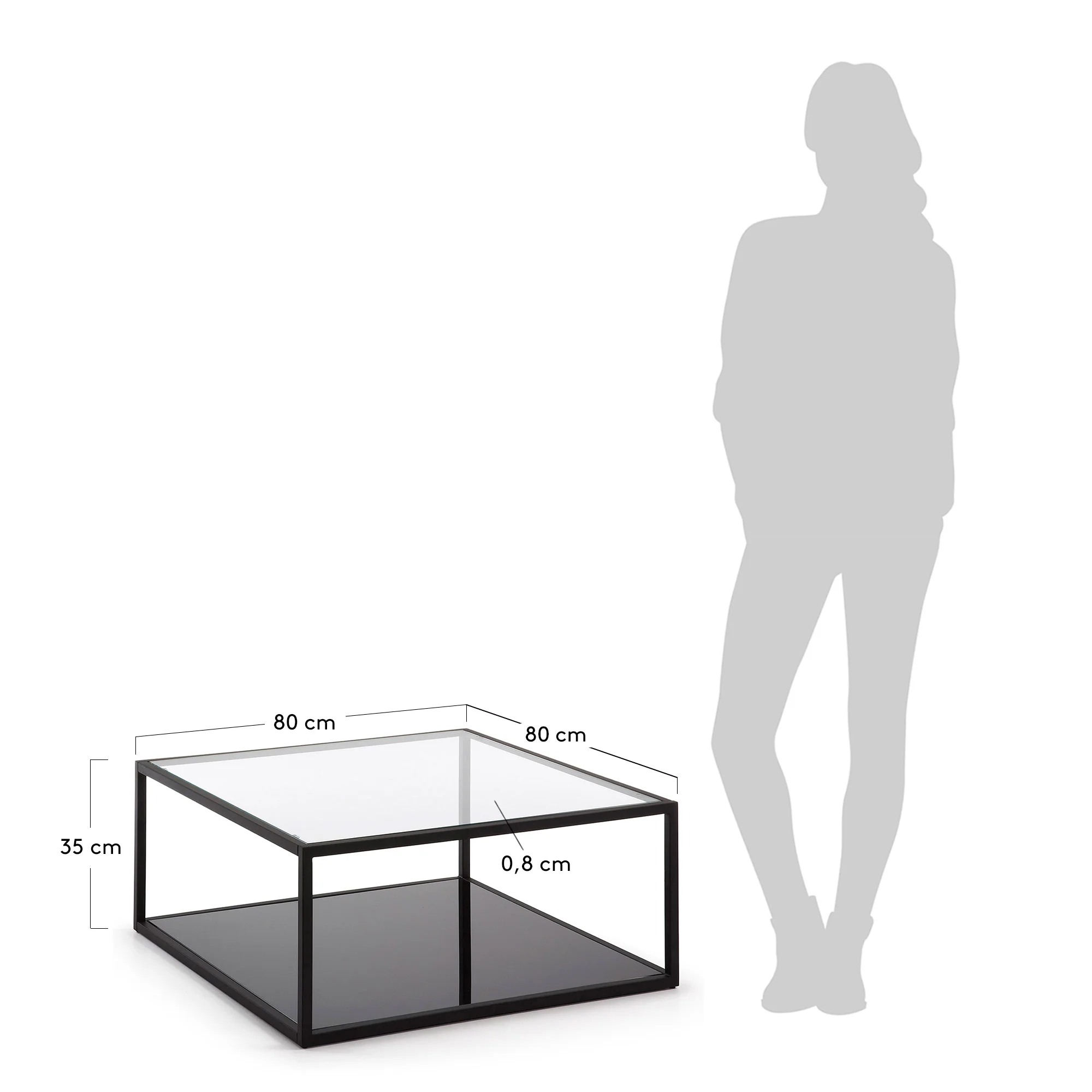 Blackhill Couchtisch 80 x 80 cm aus Glas und Stahl mit schwarzem Finish - Image 4