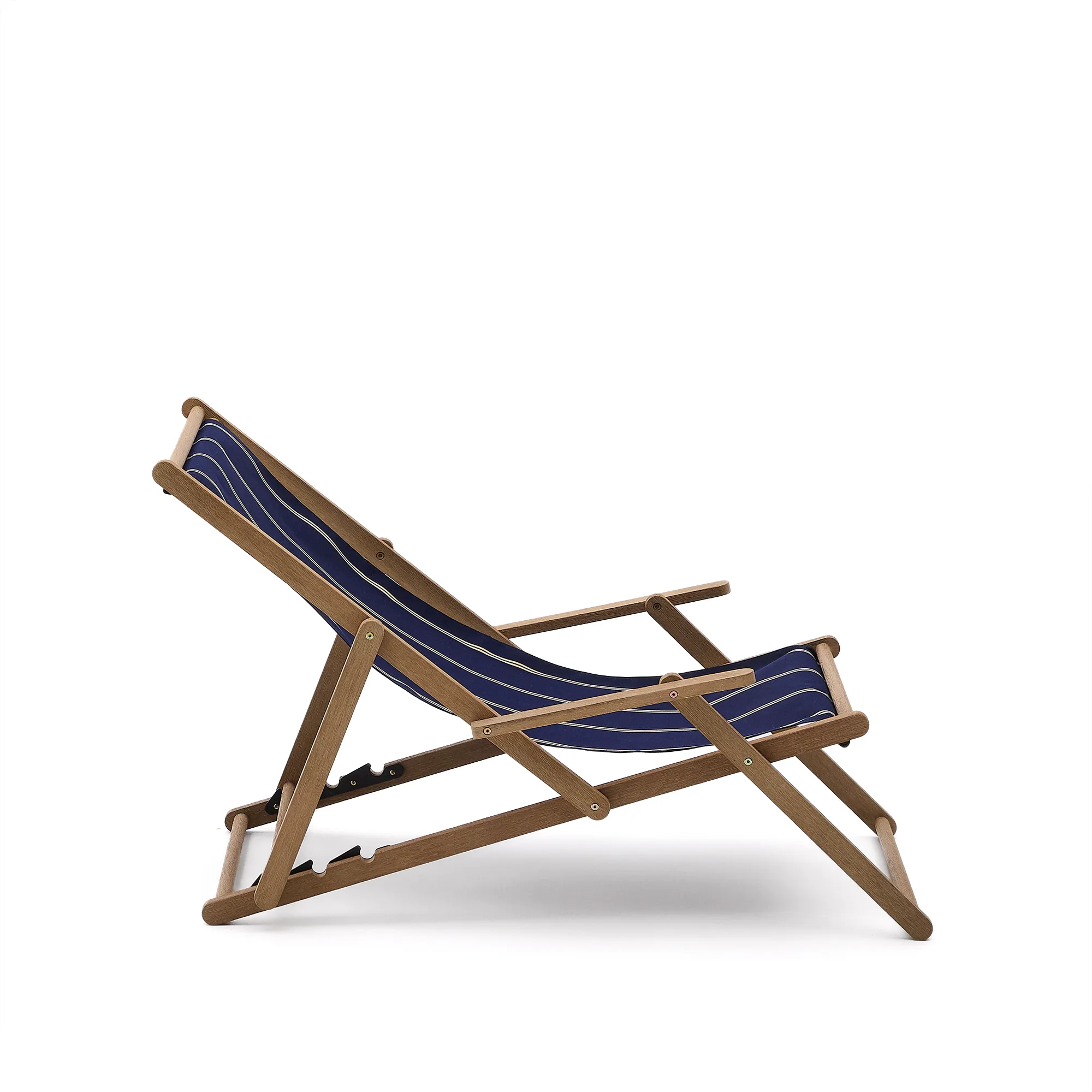 Blau-beige gestreifter klappbarer Outdoor-Liegestuhl Vilara aus massivem Akazienholz, FSC 100% - Image 11
