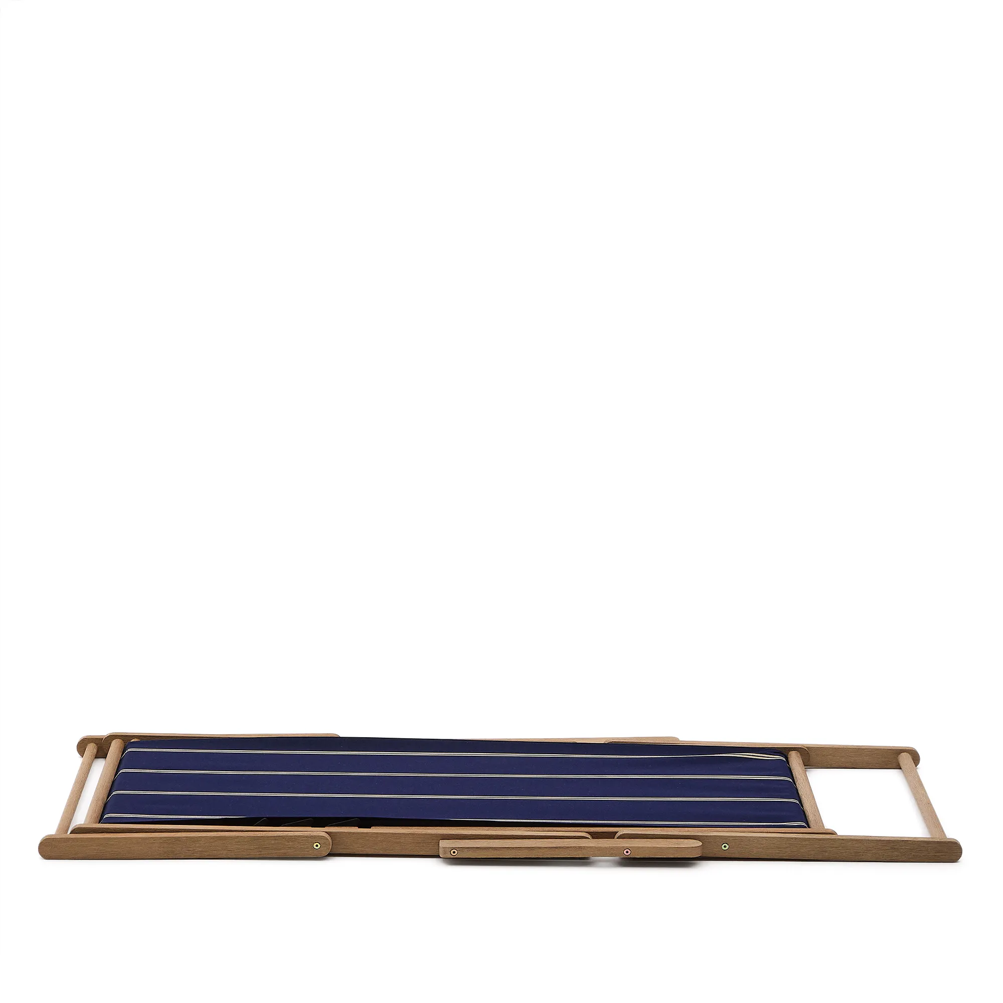 Blau-beige gestreifter klappbarer Outdoor-Liegestuhl Vilara aus massivem Akazienholz, FSC 100% - Image 12