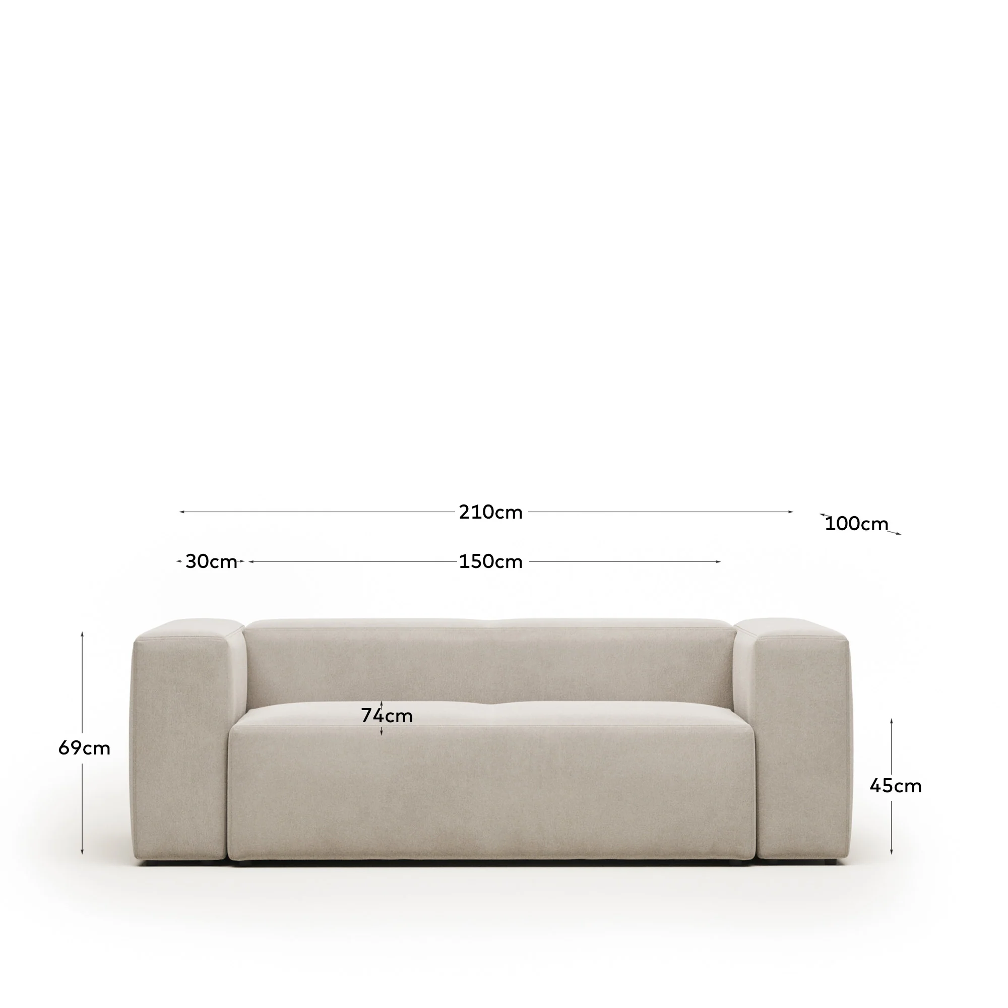 Blok 2-Sitzer Sofa beige 210 cm - Image 3