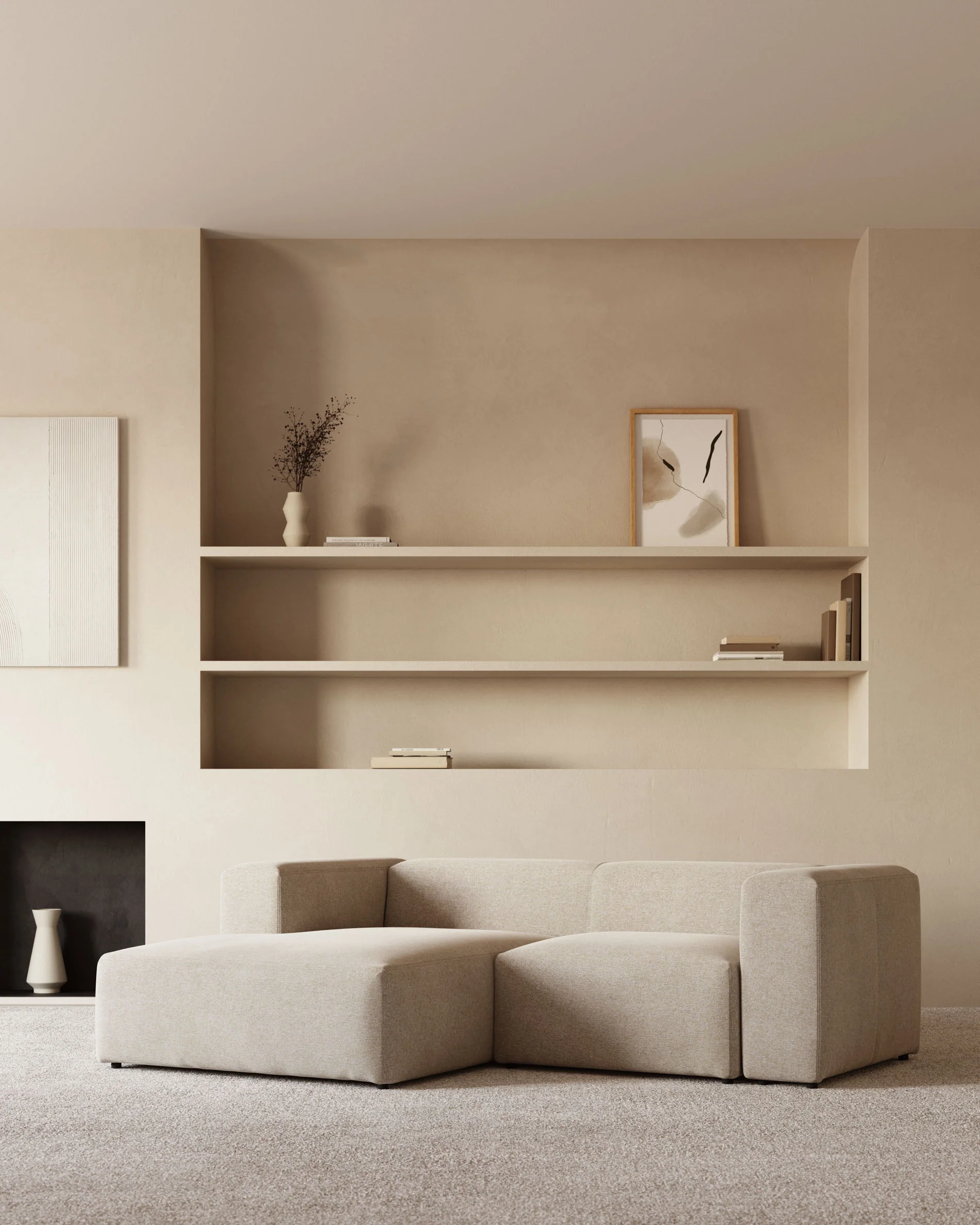 Blok 2-Sitzer Sofa mit Chaiselongue links beige 240 cm - Image 2