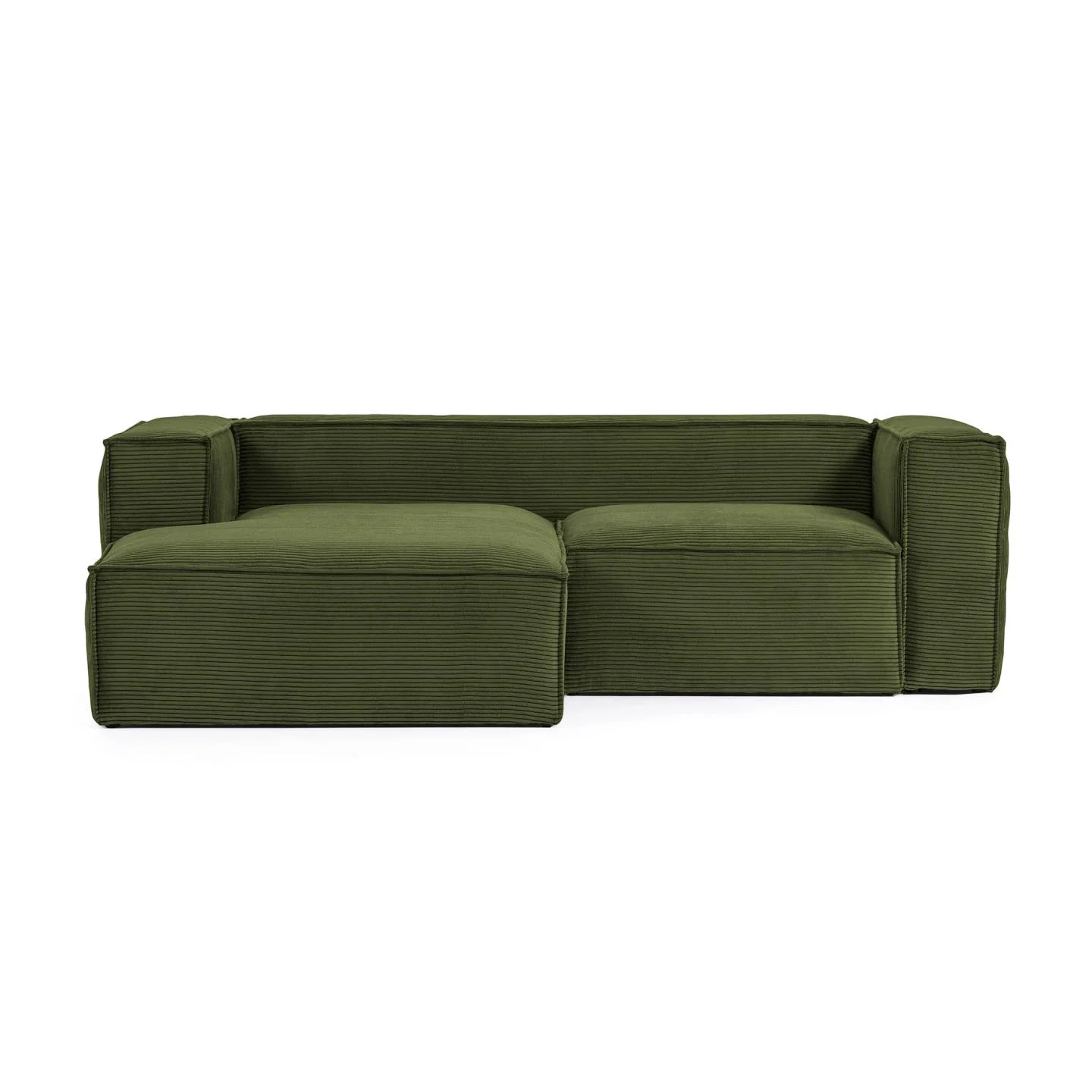 Blok 2-Sitzer-Sofa mit Chaiselongue links breiter Cord grün 240 cm - Image 4