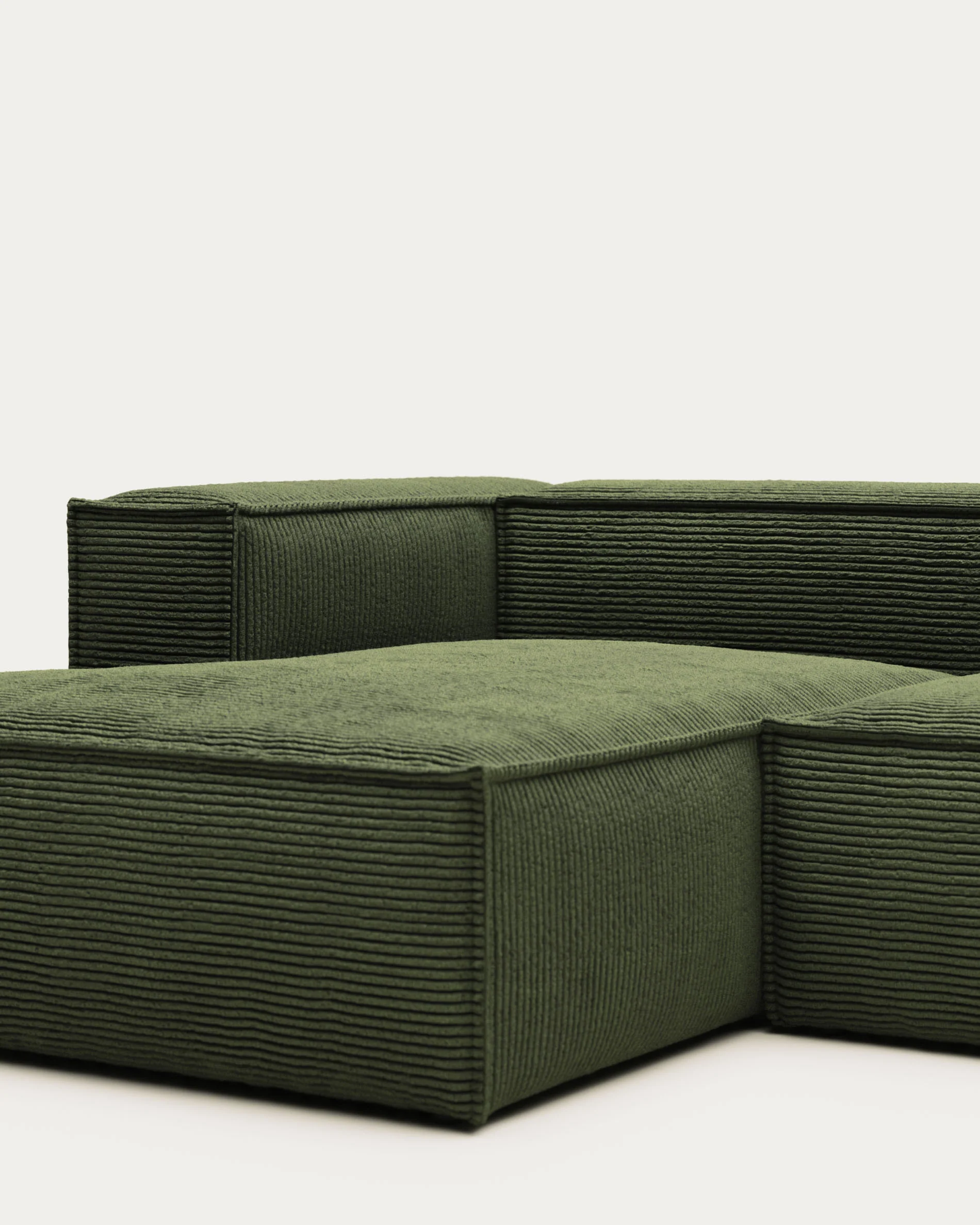 Blok 2-Sitzer-Sofa mit Chaiselongue links breiter Cord grün 240 cm - Image 7
