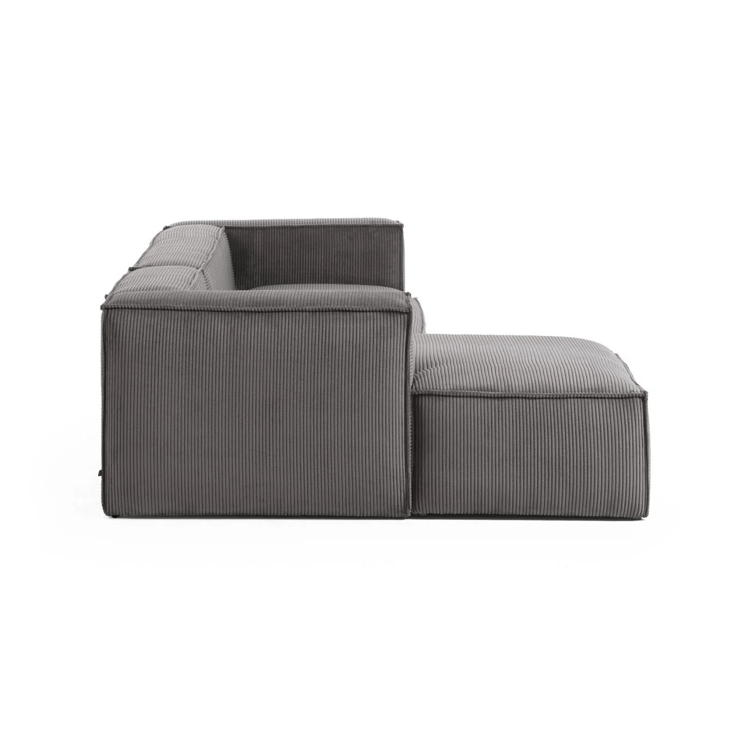 Blok 3-Sitzer-Sofa mit Chaiselongue links breiter Cord grau 300 cm - Image 5