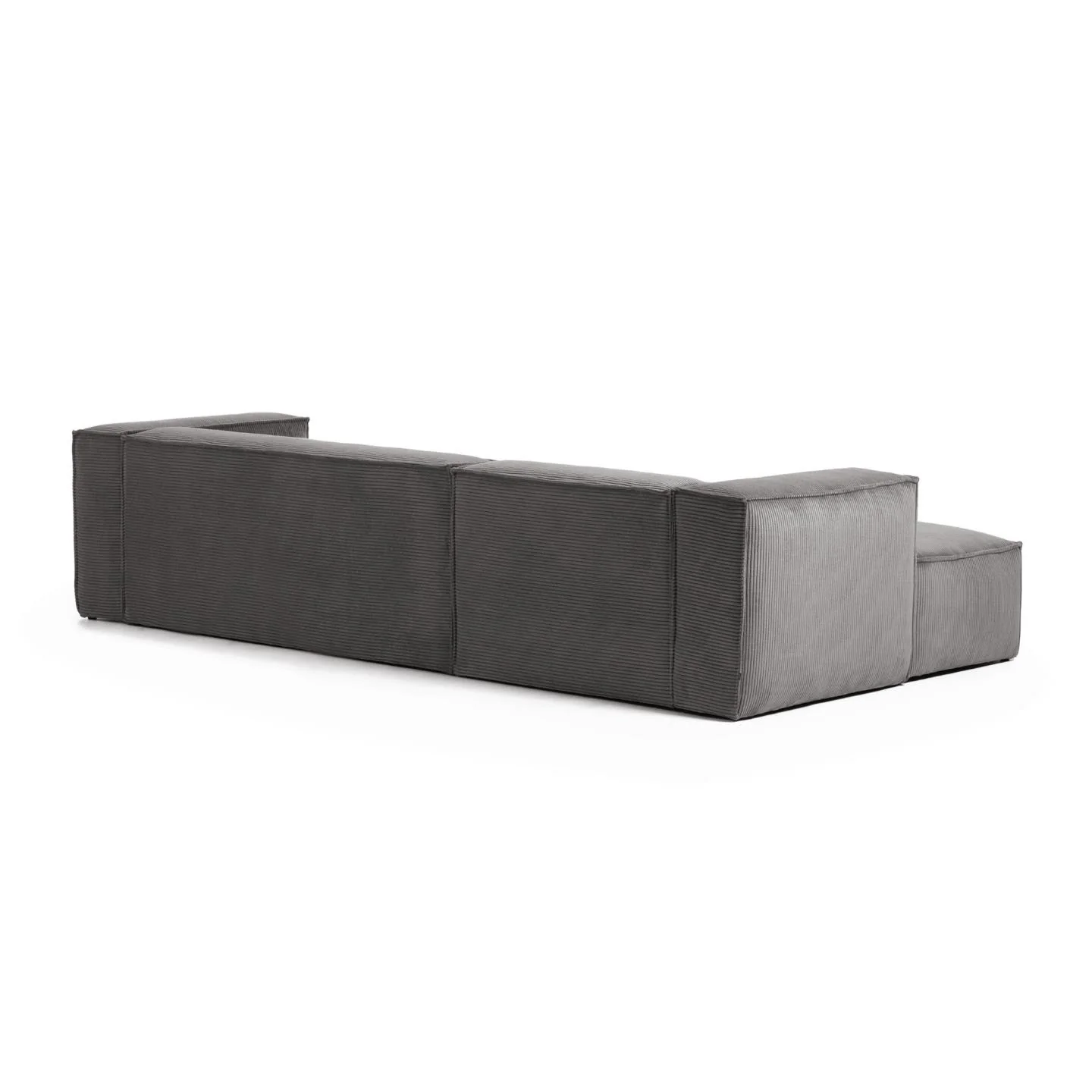 Blok 3-Sitzer-Sofa mit Chaiselongue links breiter Cord grau 300 cm - Image 6