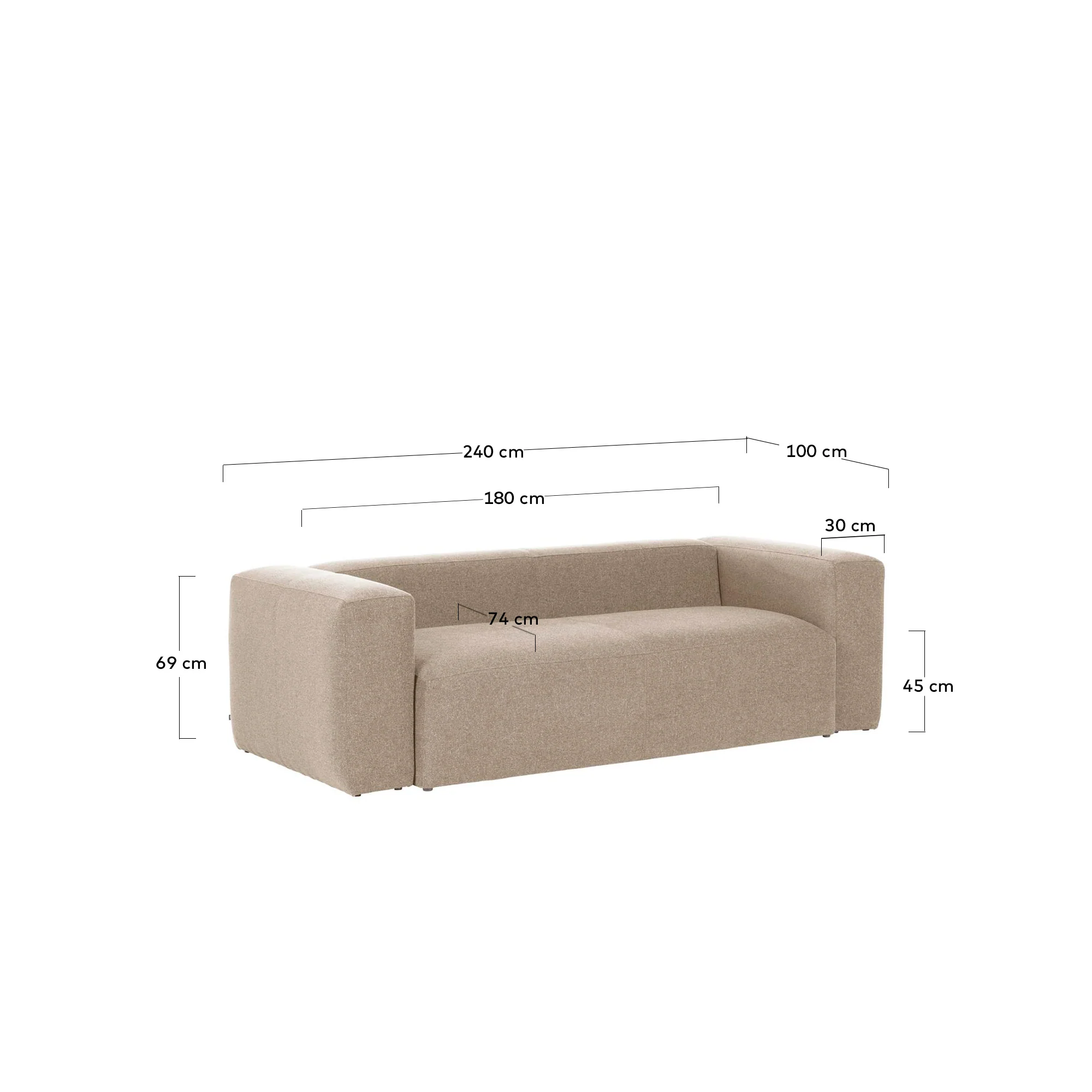 Blok 3-Sitzer Sofa beige 240 cm - Image 4