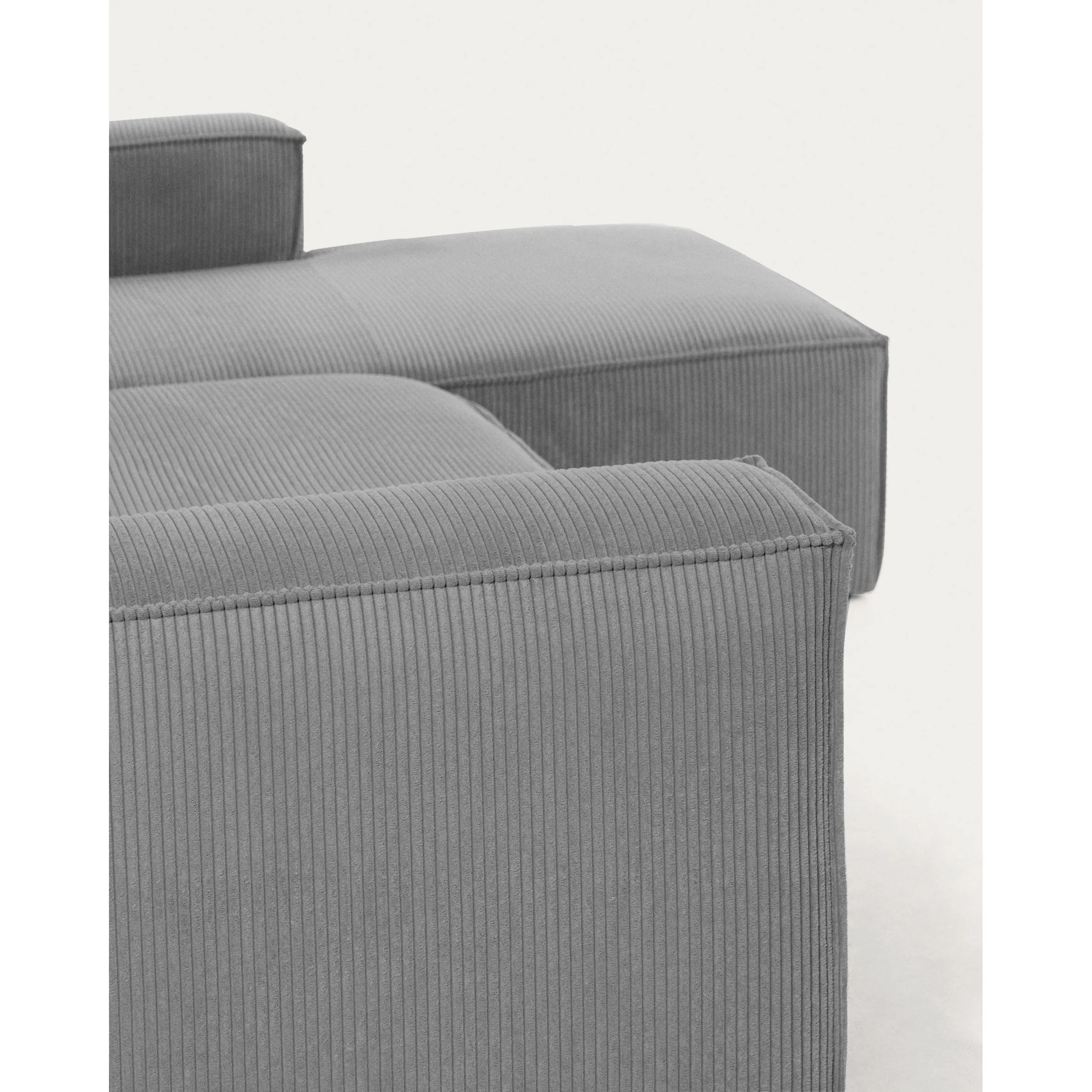 Blok 3-Sitzer-Sofa mit Chaiselongue rechts breiter Cord grau 300 cm - Image 8