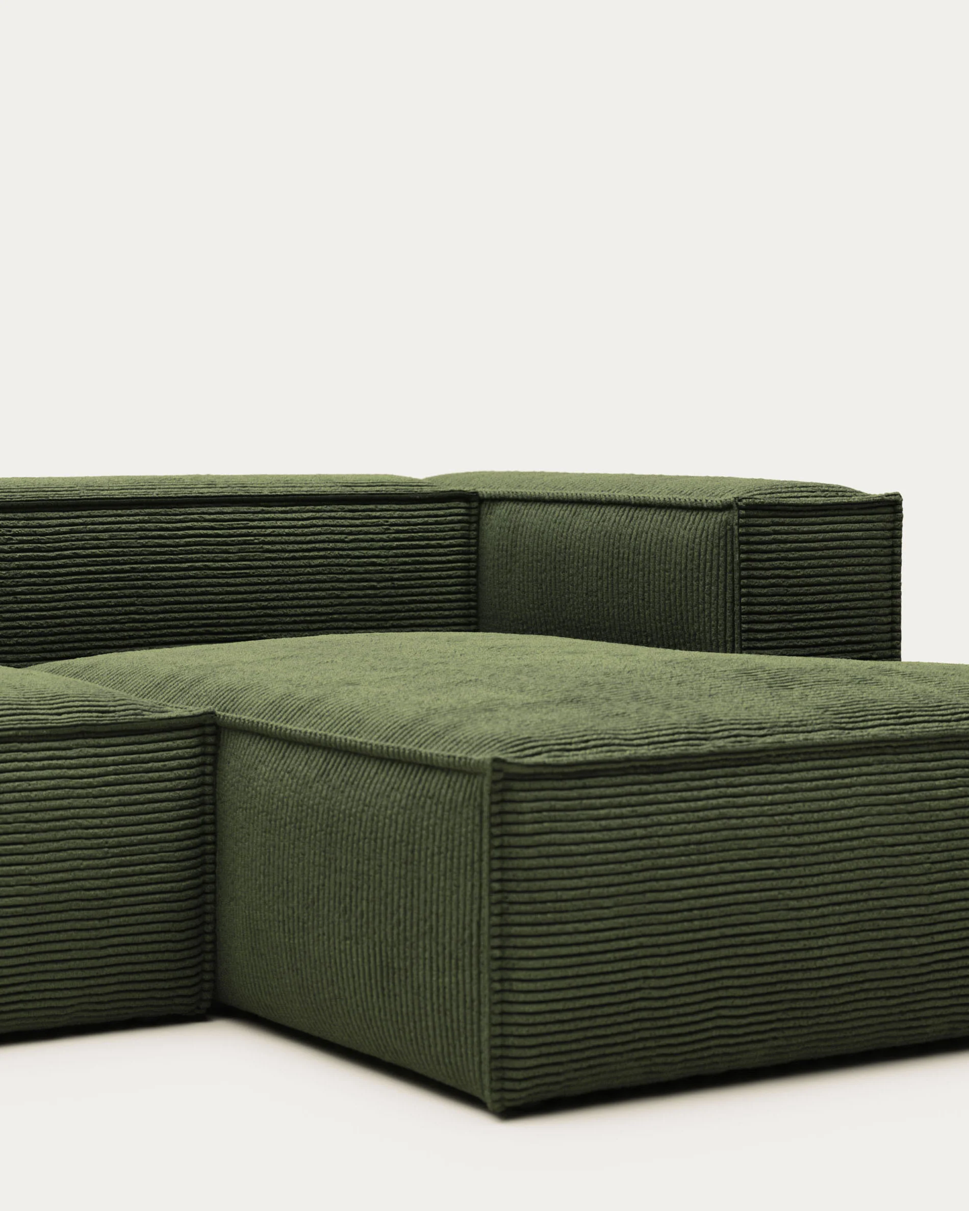 Blok 3-Sitzer-Sofa mit Chaiselongue rechts breiter Cord grün 300 cm - Image 8